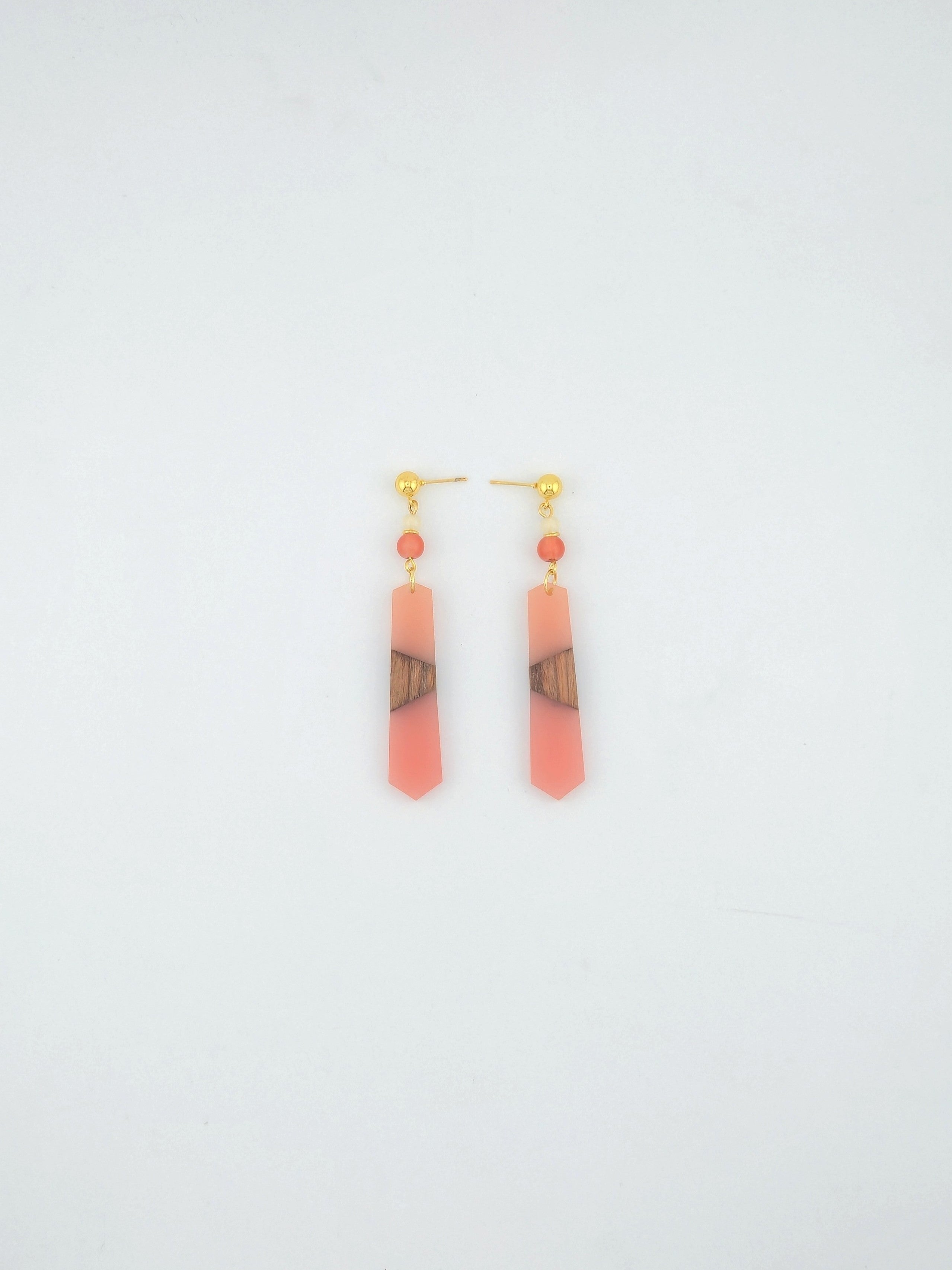 Colorful Wood/Resin Pedulum Earrings