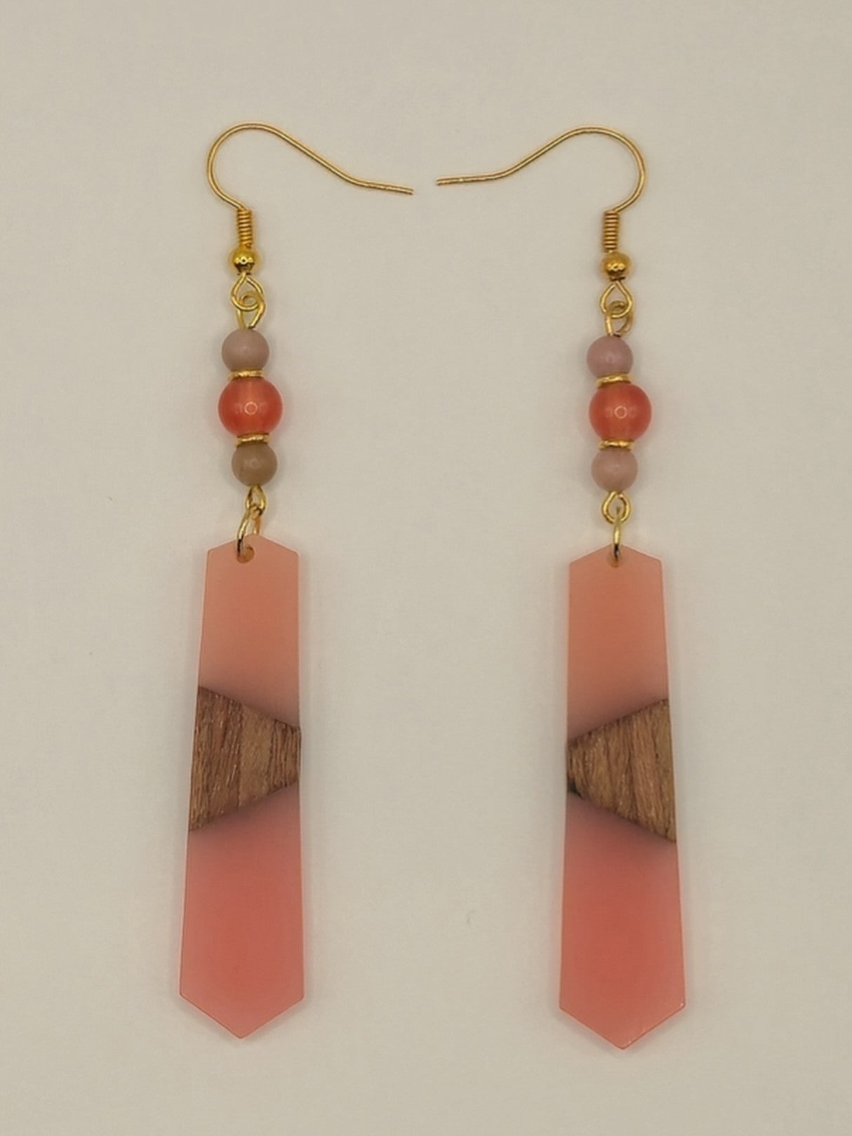 Colorful Wood/Resin Pedulum Earrings