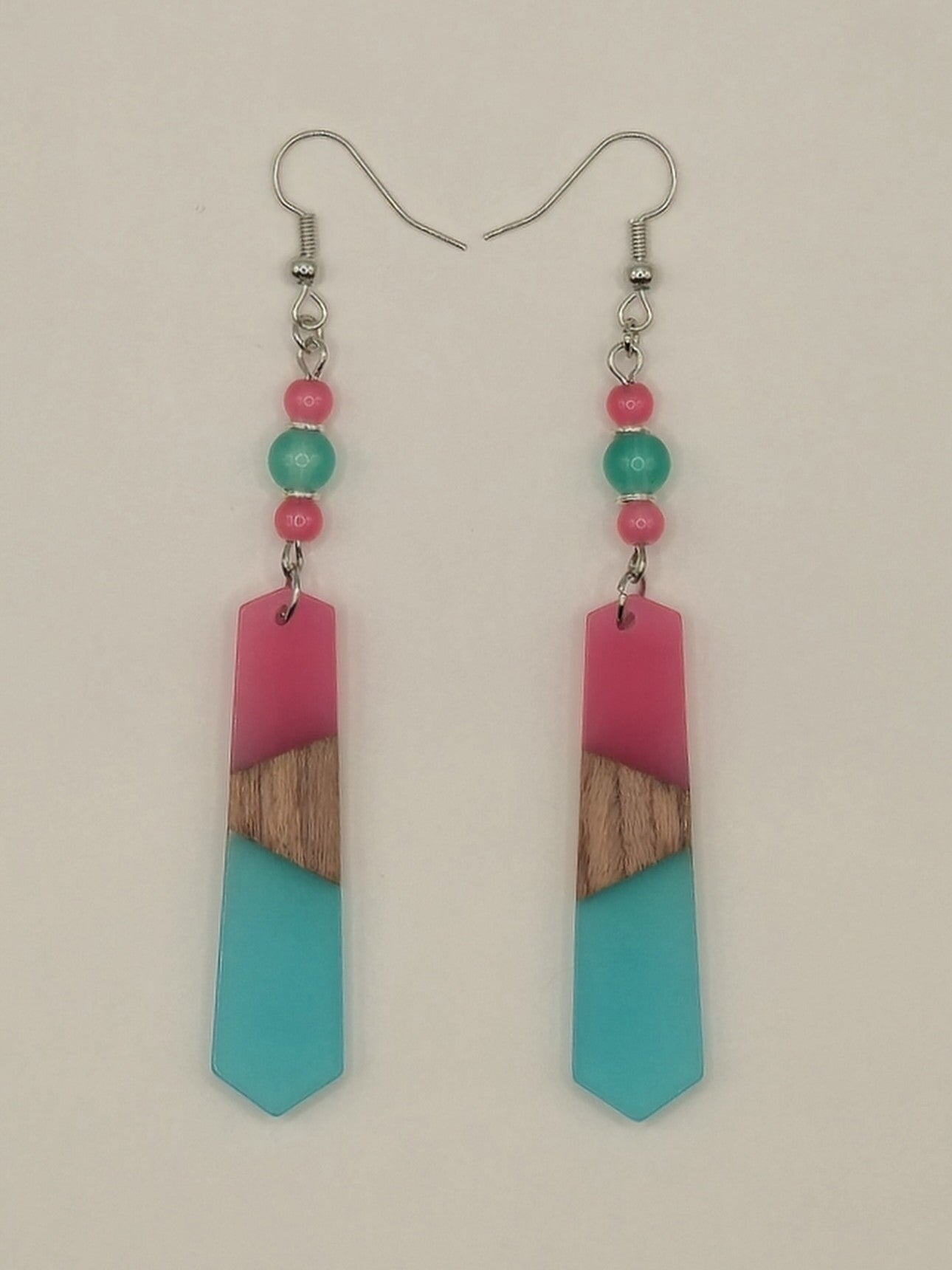 Colorful Wood/Resin Pedulum Earrings