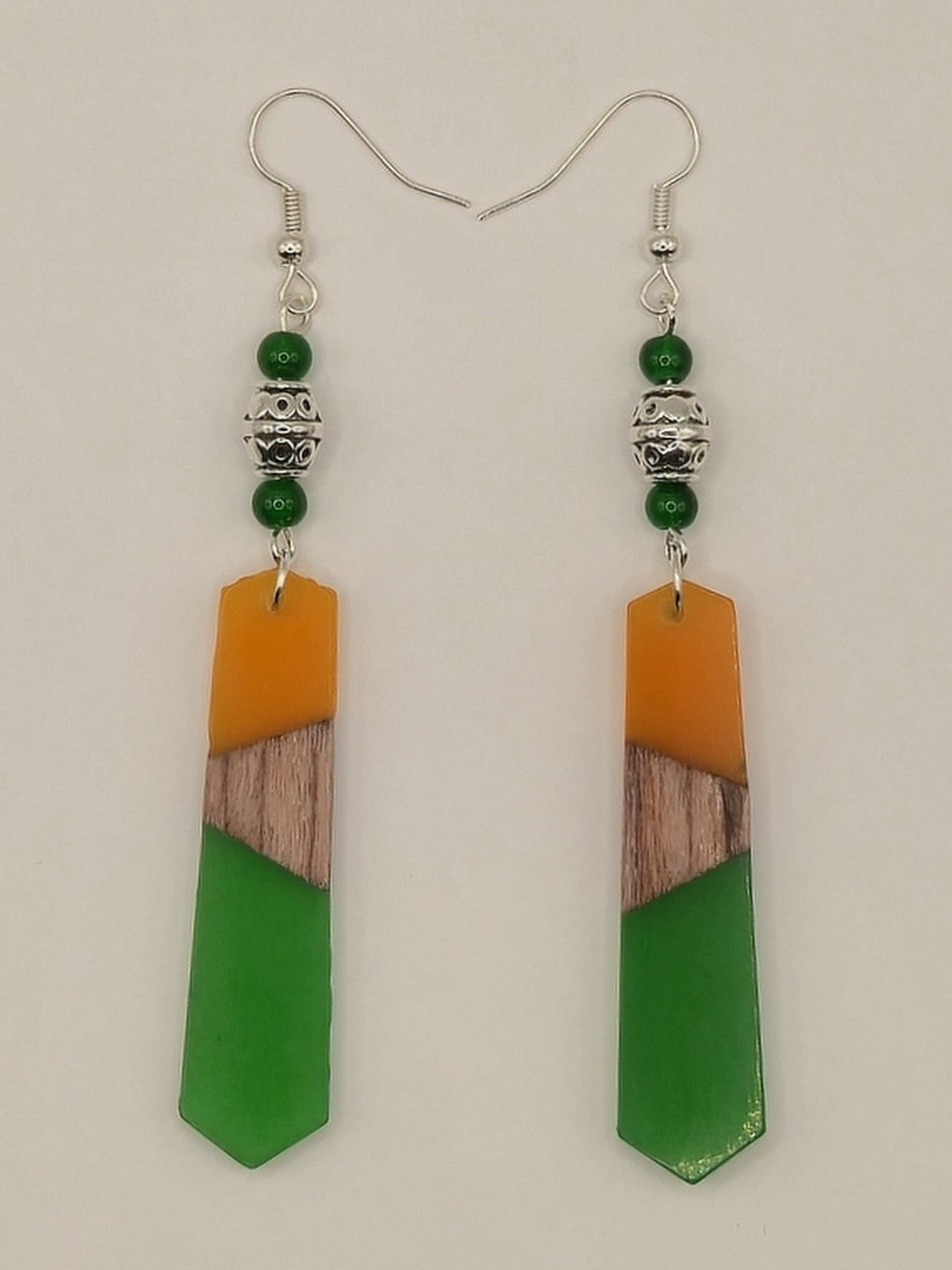 Colorful Wood/Resin Pedulum Earrings