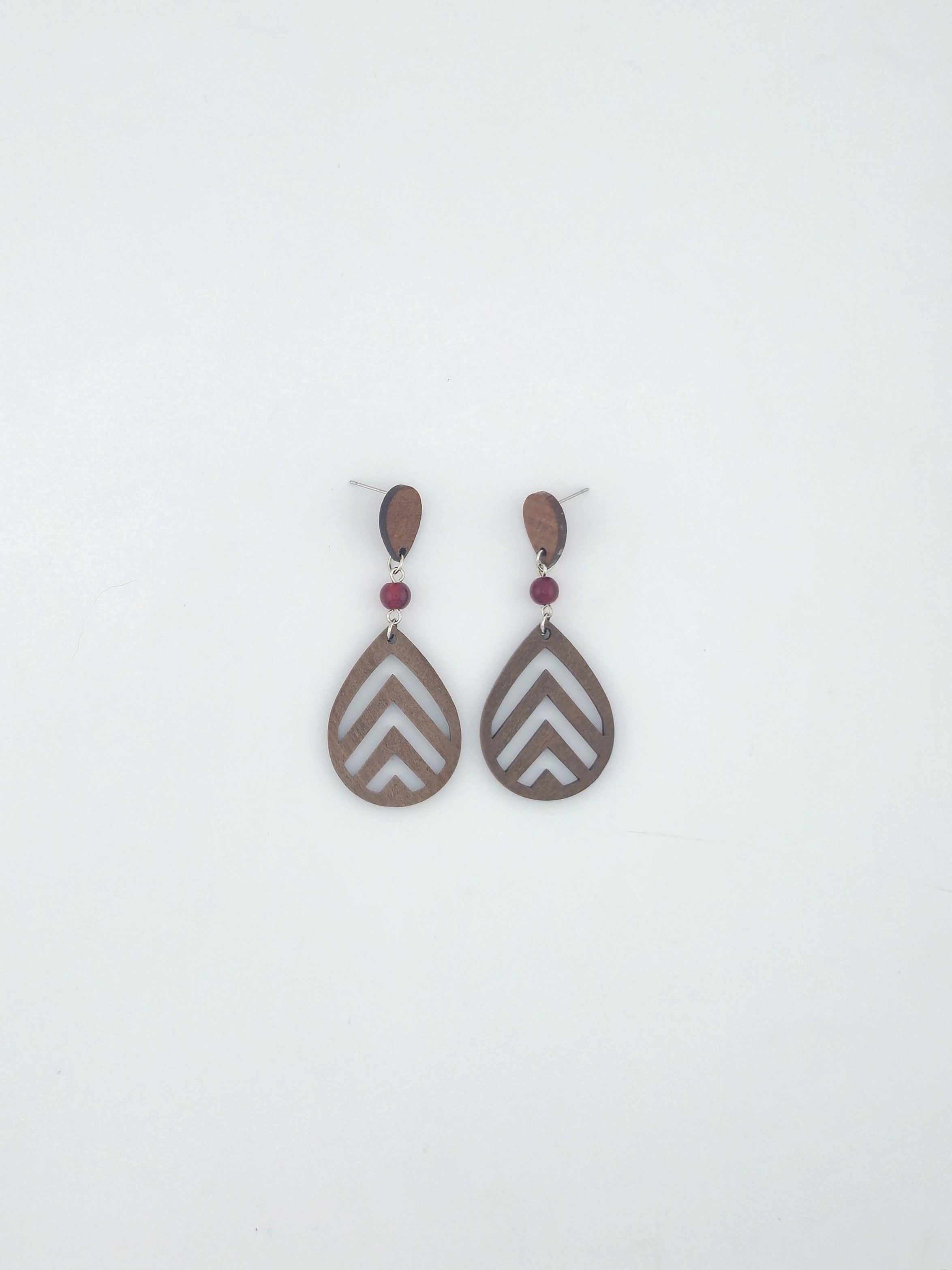 Boho Teardrop Wood Earrings