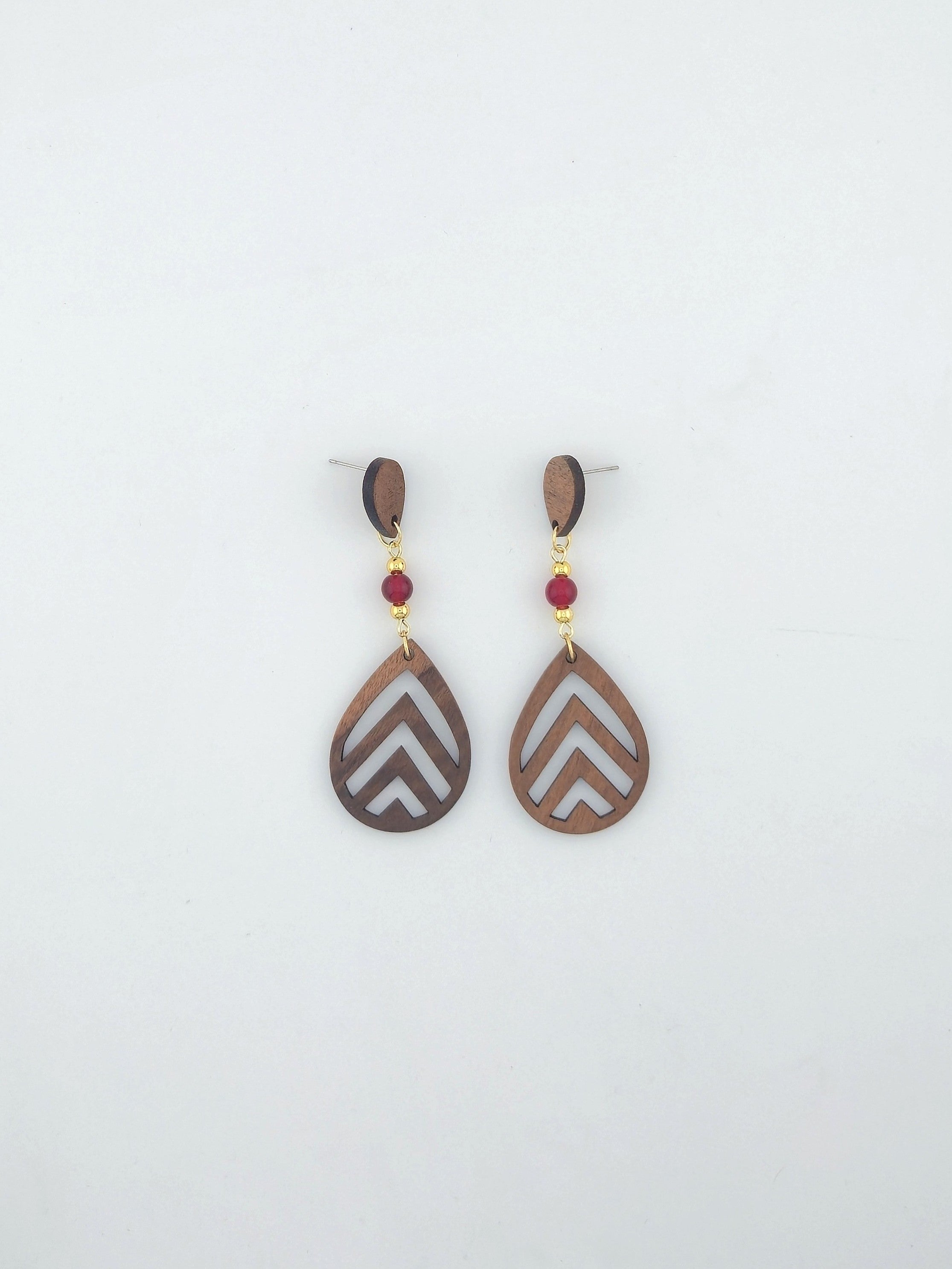 Boho Teardrop Wood Earrings