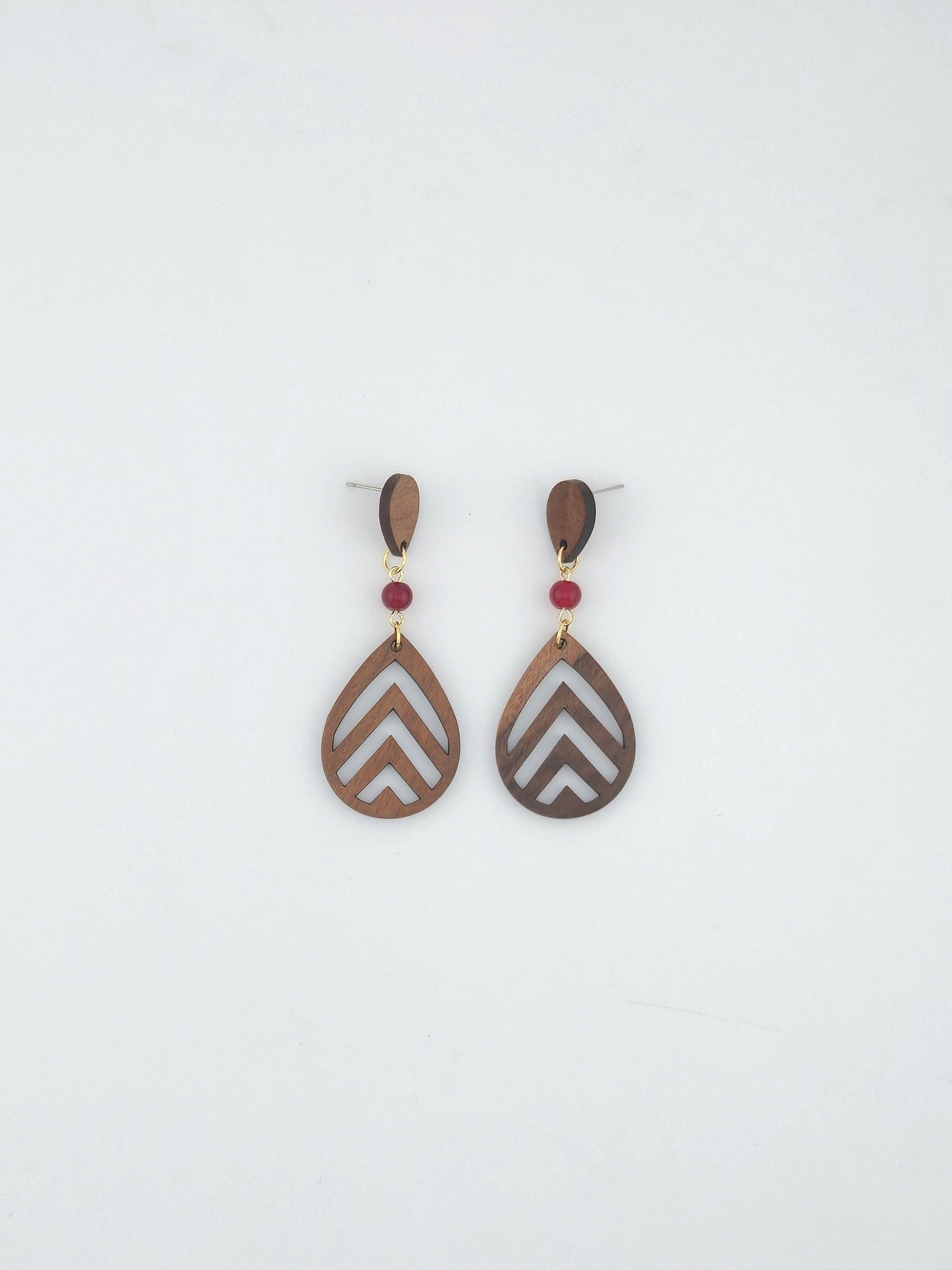 Boho Teardrop Wood Earrings