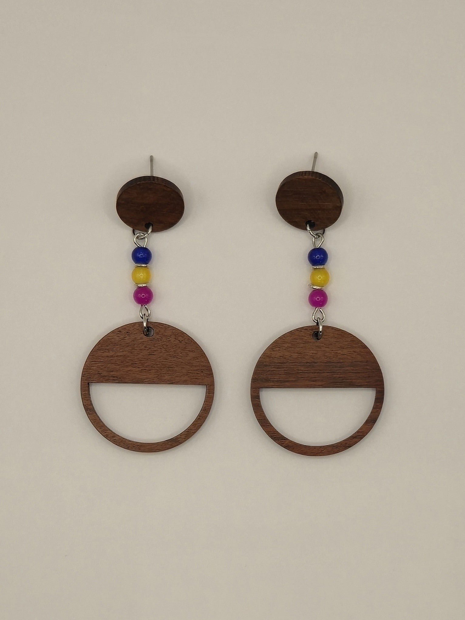 Round 1/2 Solid Boho Wood Earrings