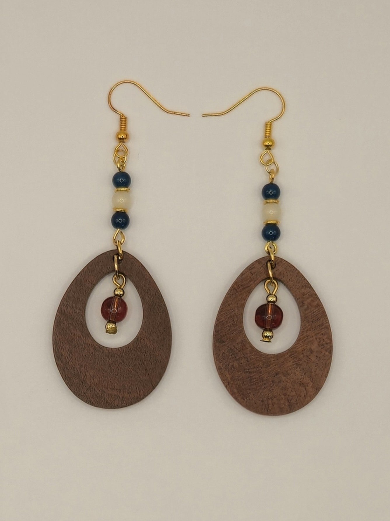 Boho Teardrop Center Dangle Wood Earrings