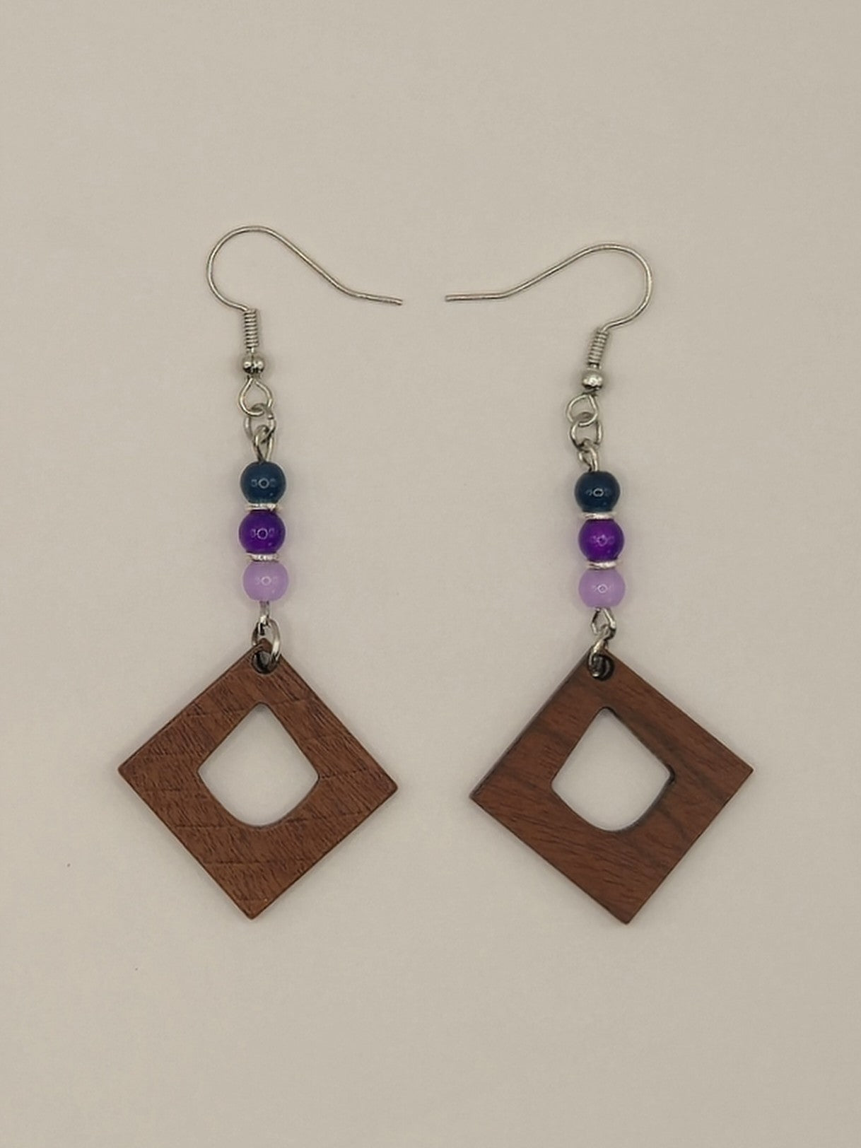Boho Cutout Wood Diamond Earrings