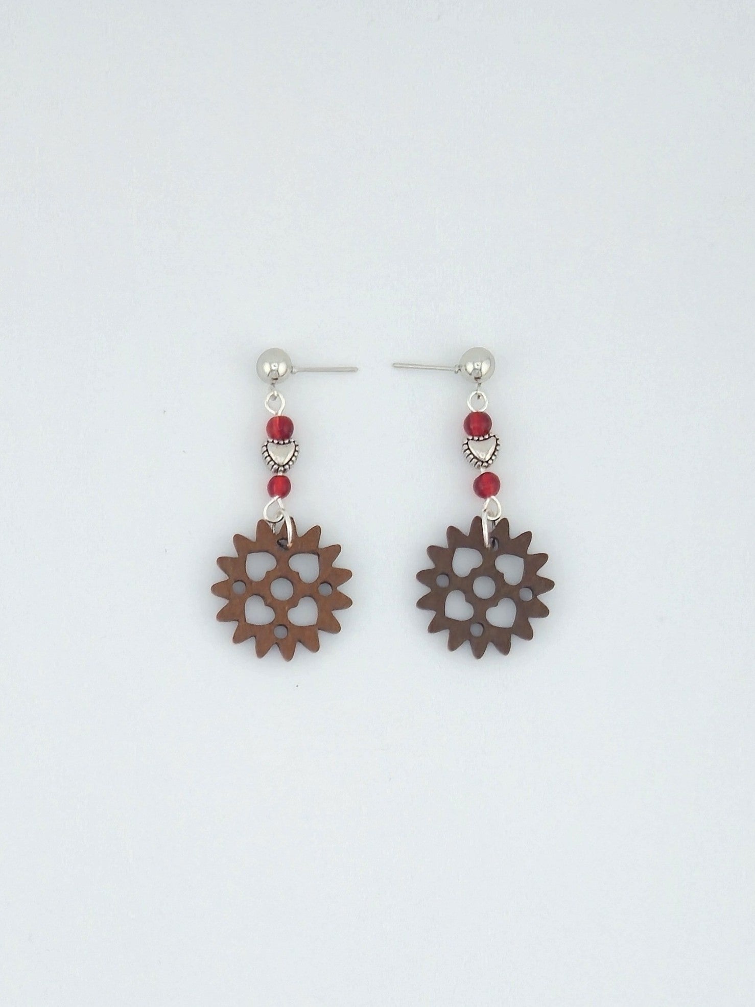 Boho Gear Shaped Wood Earrings