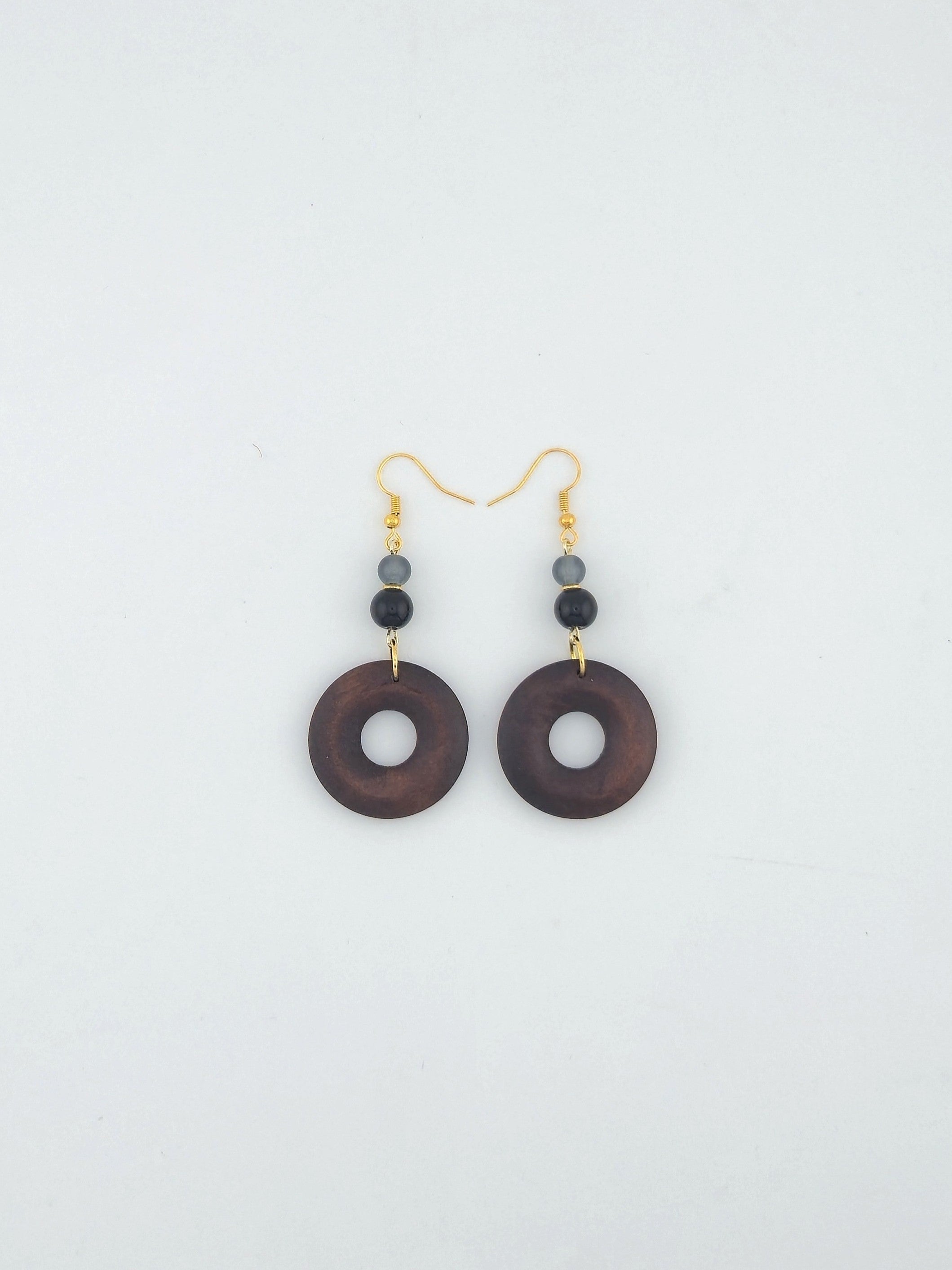 Boho Circle Wood Earrings