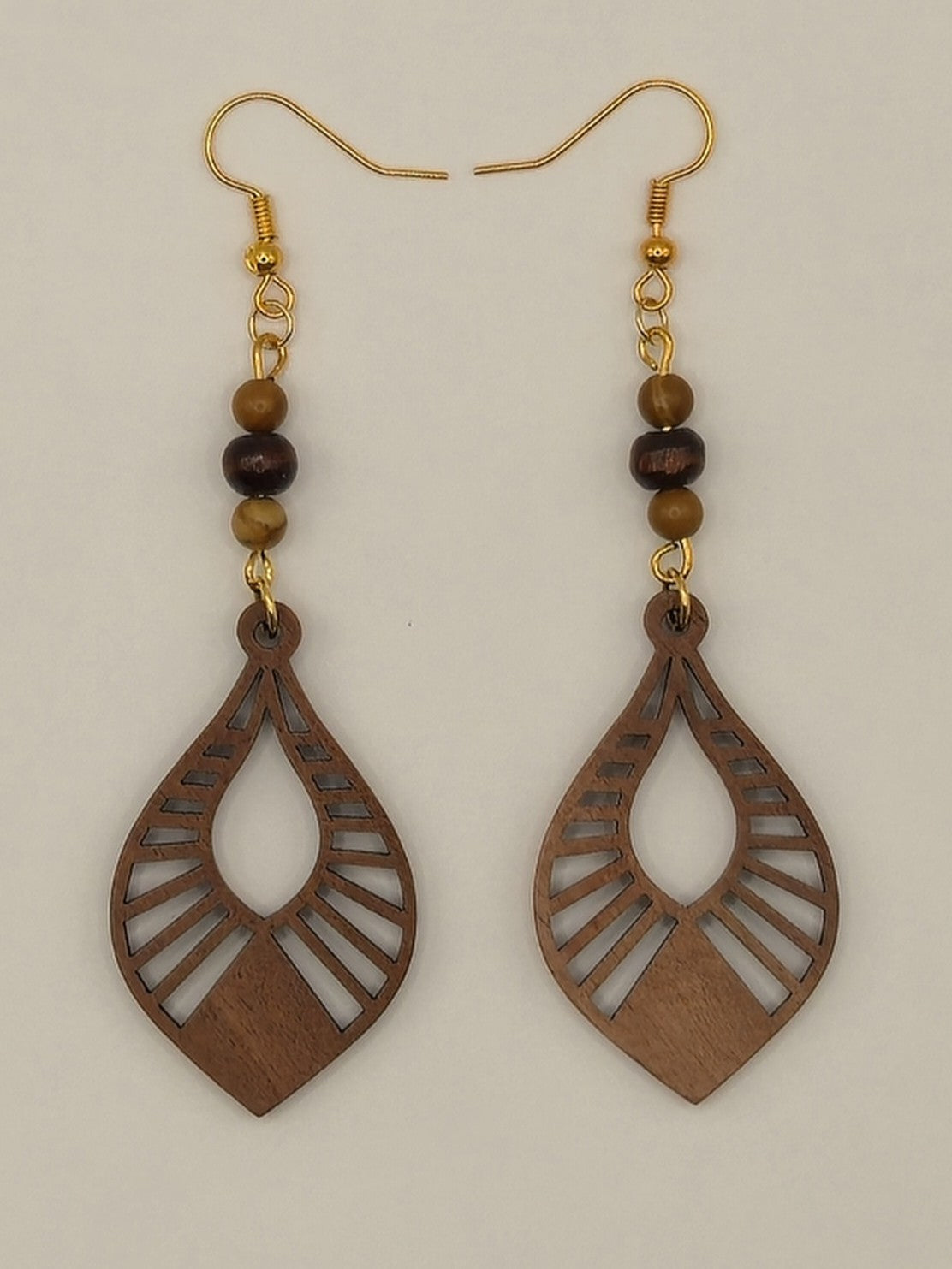 Pointed Teardrop Wood Boho Earrings