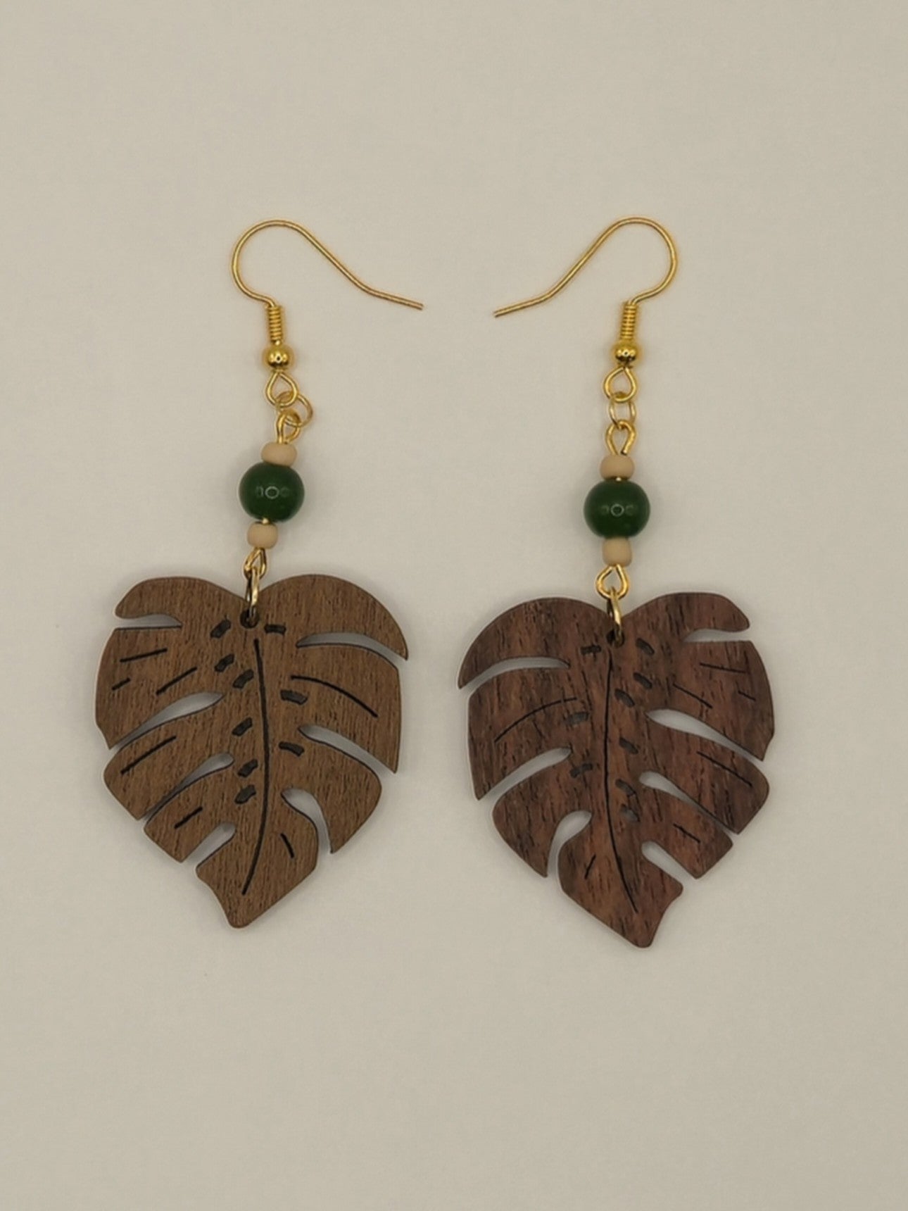 Large Leaf Wood Earrings