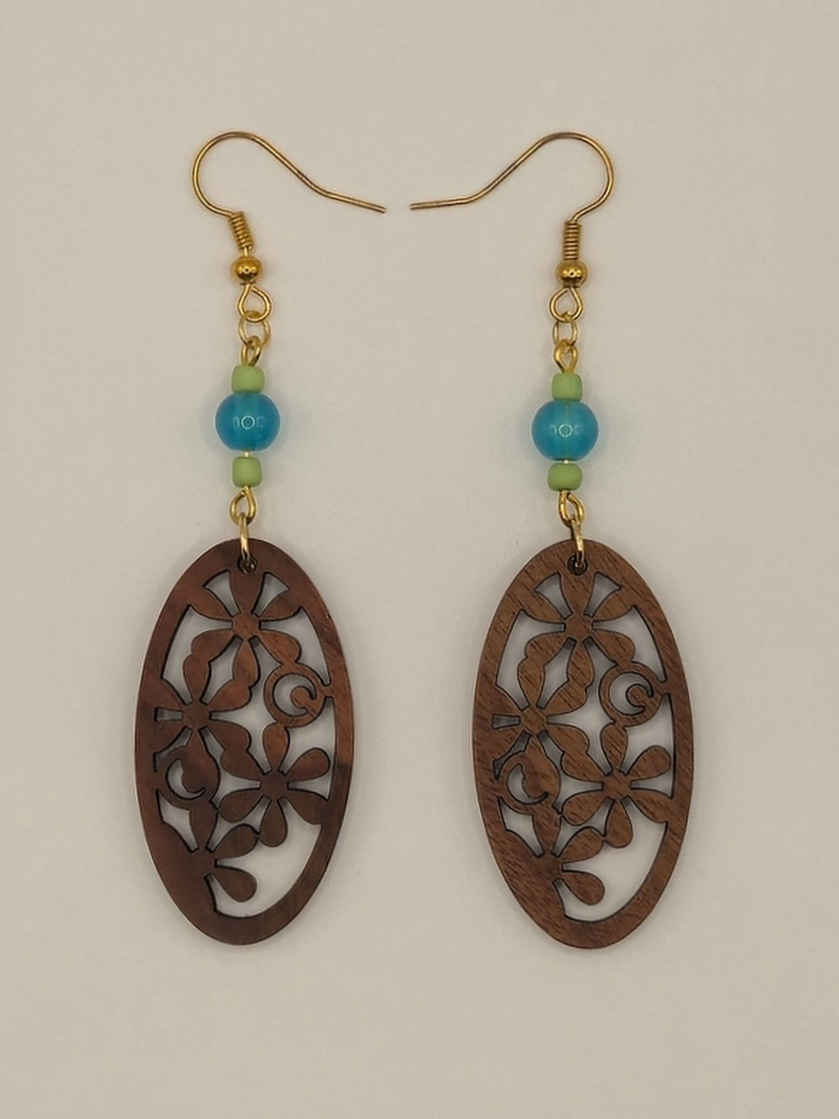 Daisy Oval Wood Earrings