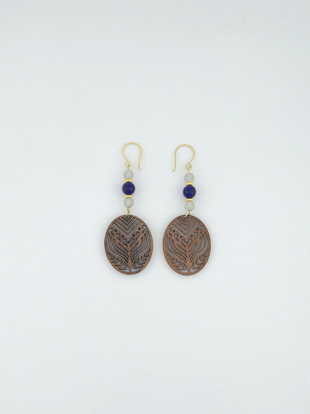 Oval Wood Filigree Earrings