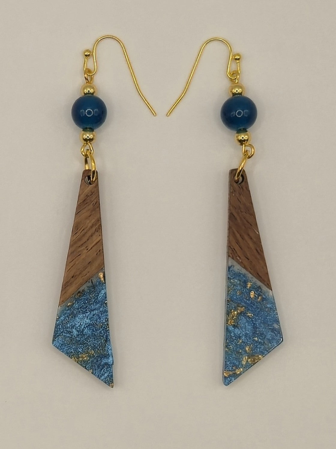 Blue Celadon Long Triangle Earrings