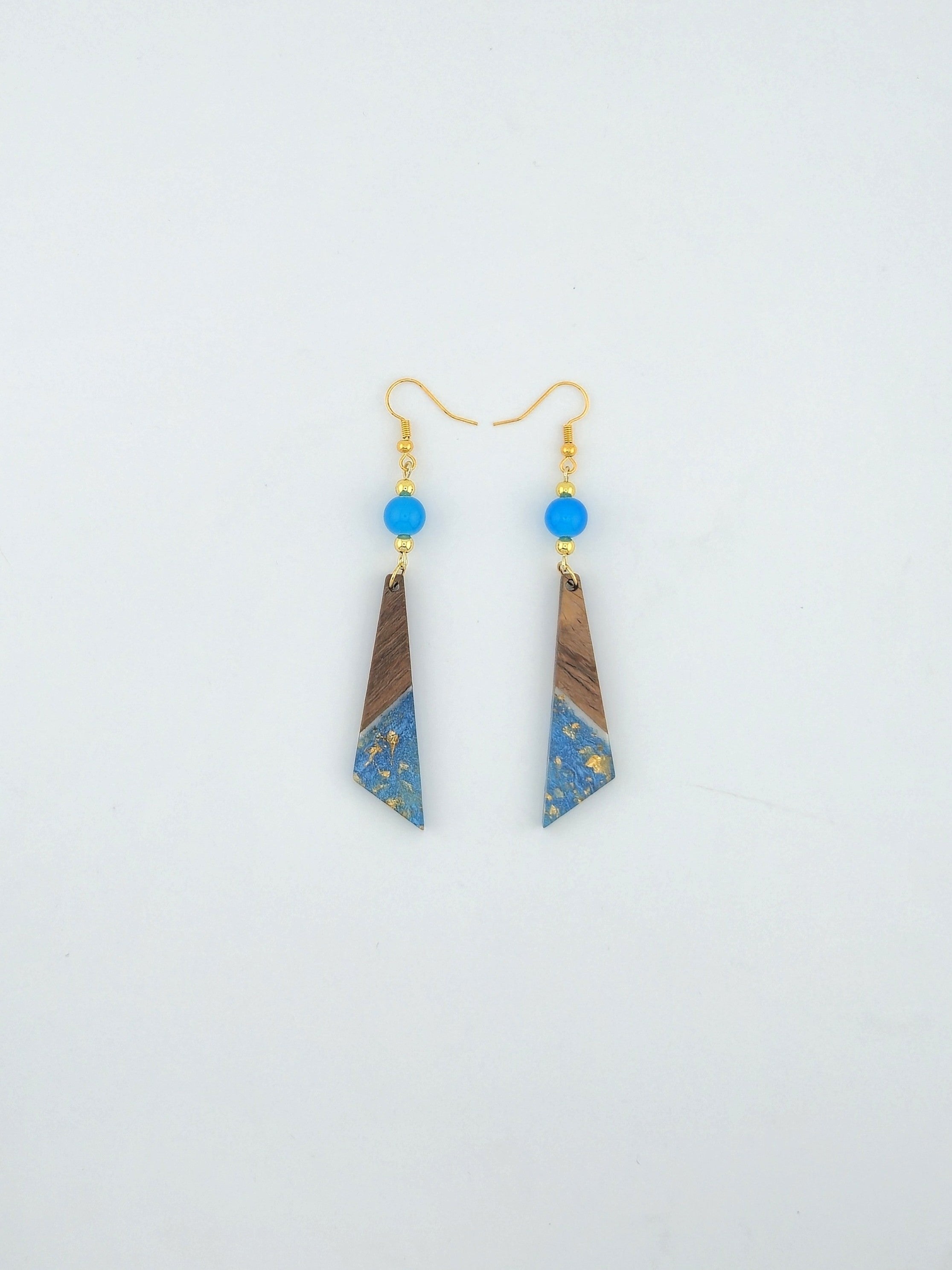 Blue Celadon Long Triangle Earrings
