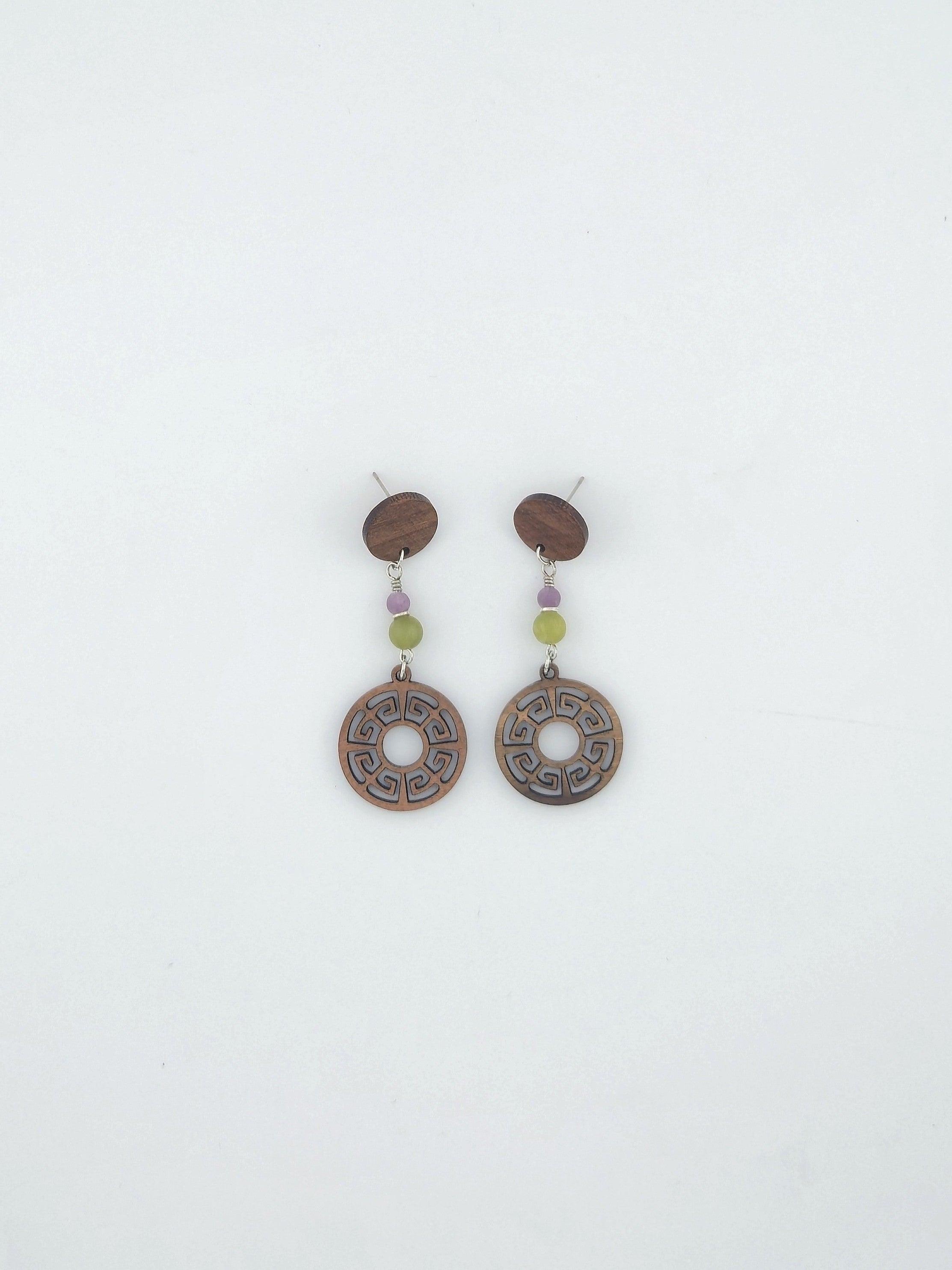 Intricate Circle Wood Earrings