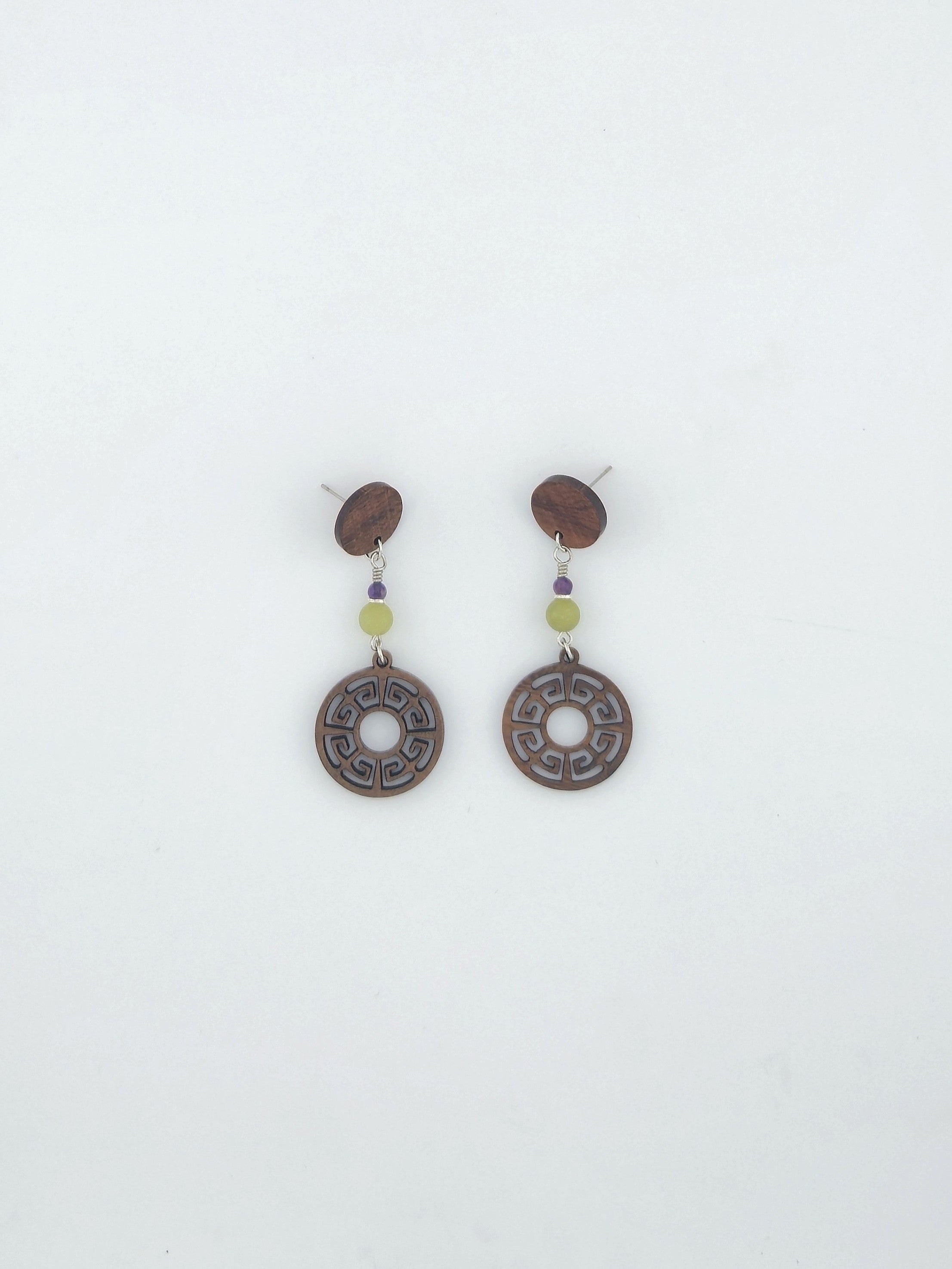 Intricate Circle Wood Earrings