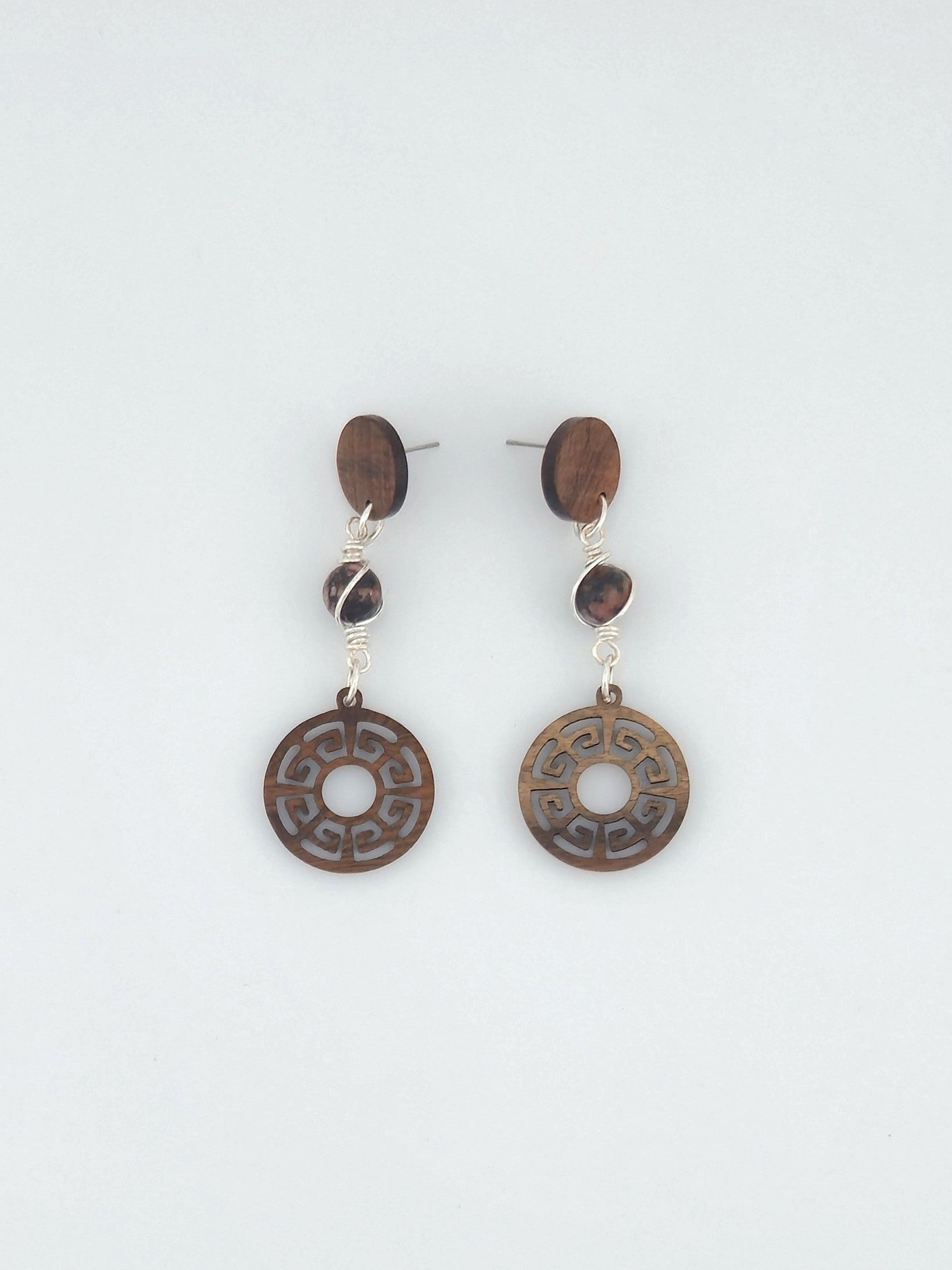 Intricate Circle Wood Earrings