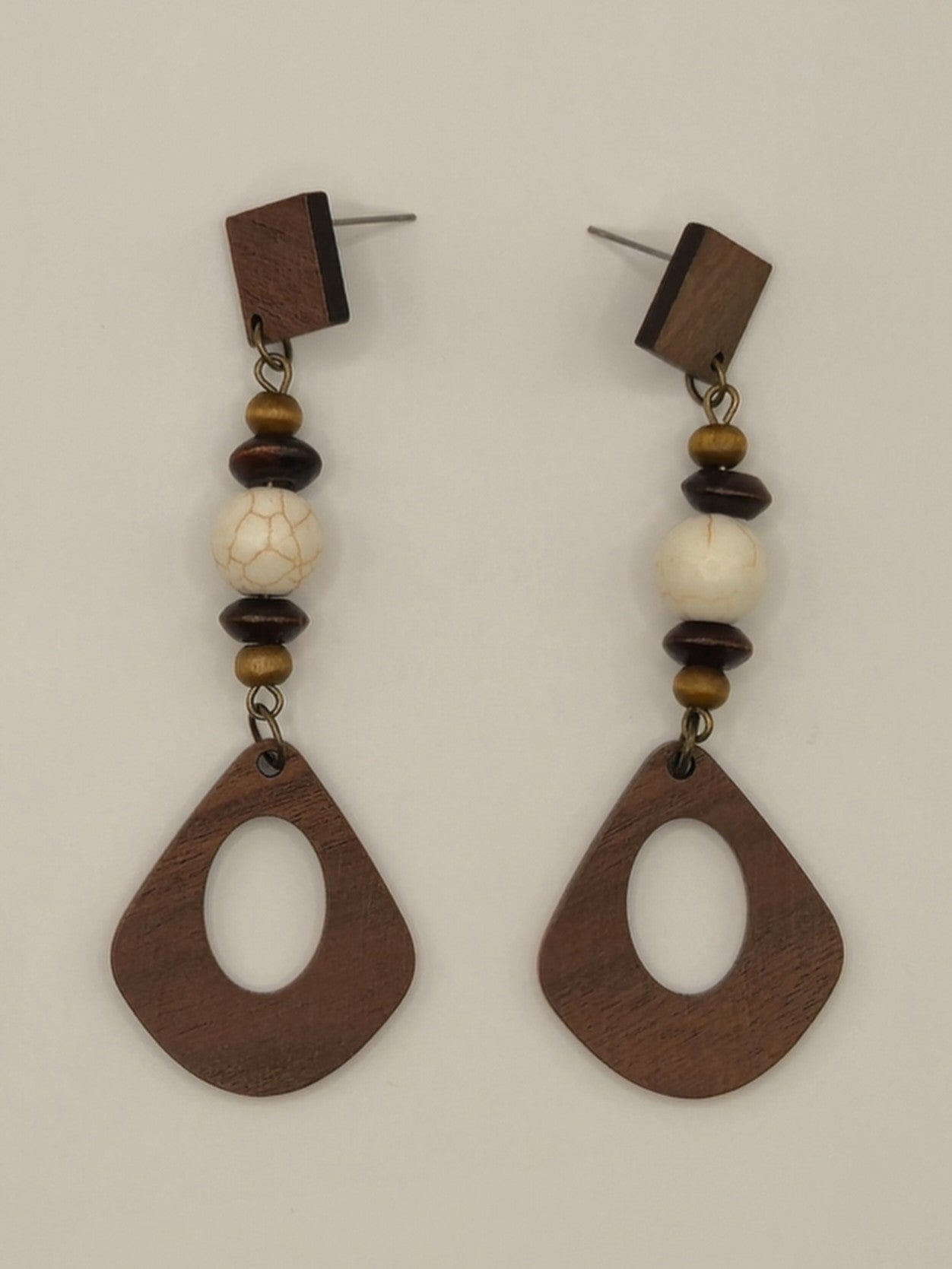 Teardrop Wood Cutout Earrings