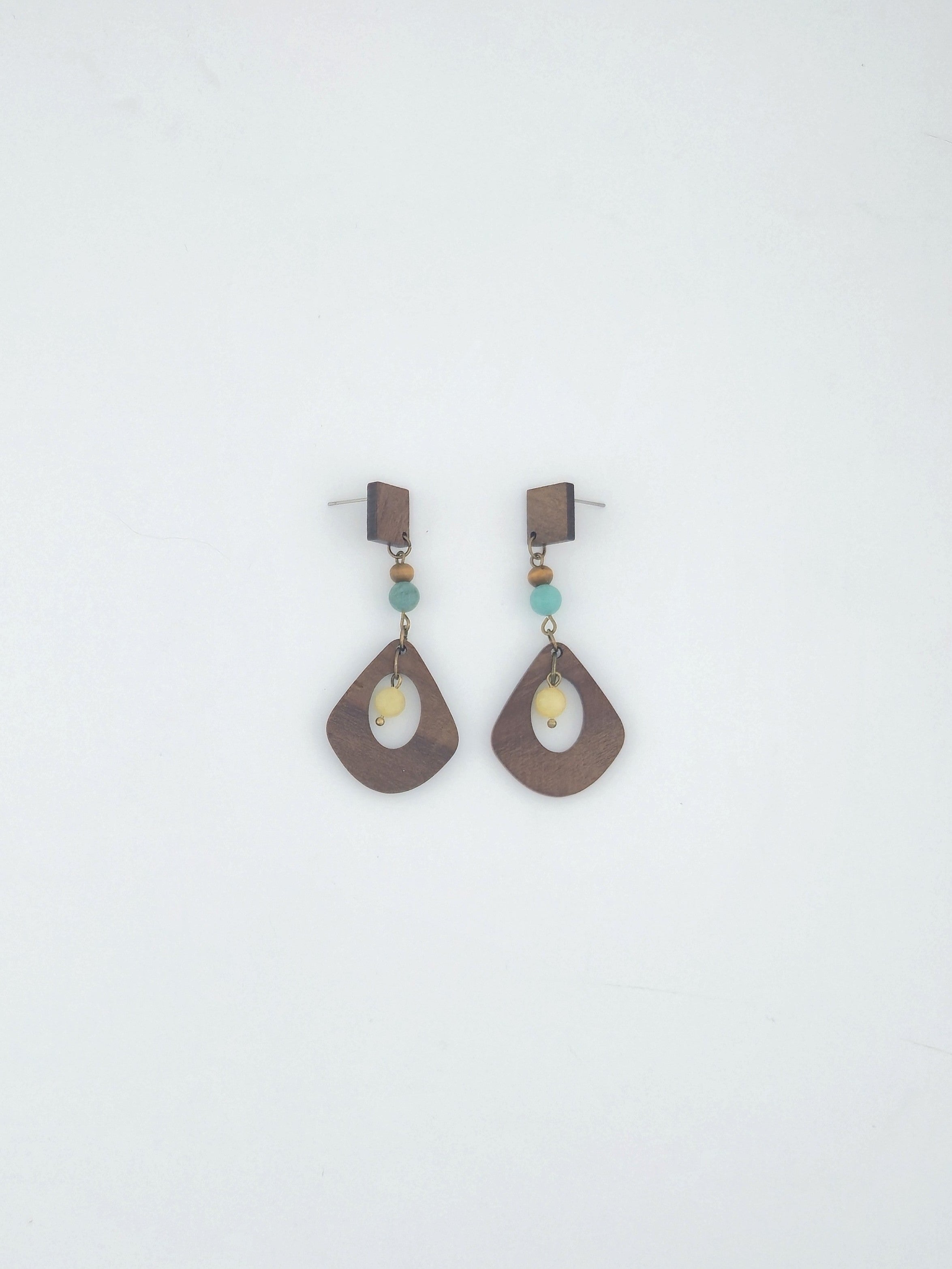 Teardrop Wood Cutout Earrings