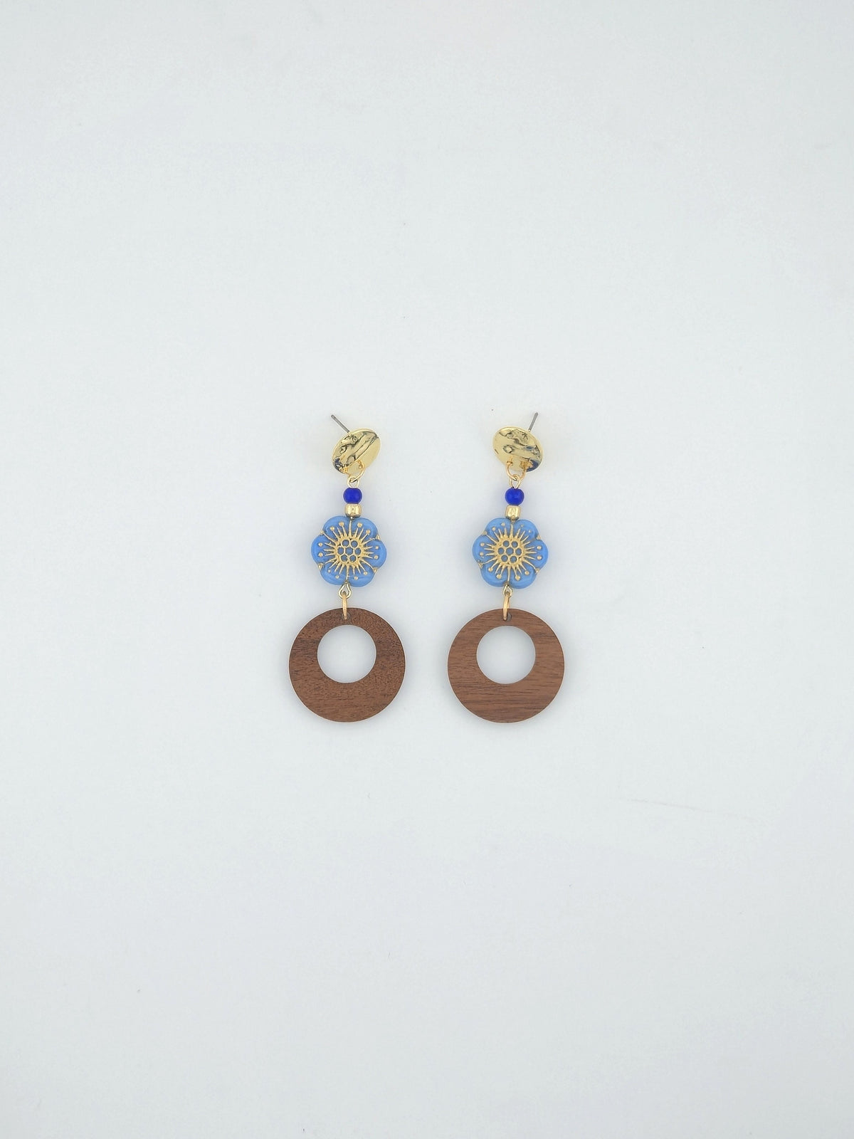 Honey Flower Wood Pendant Earrings