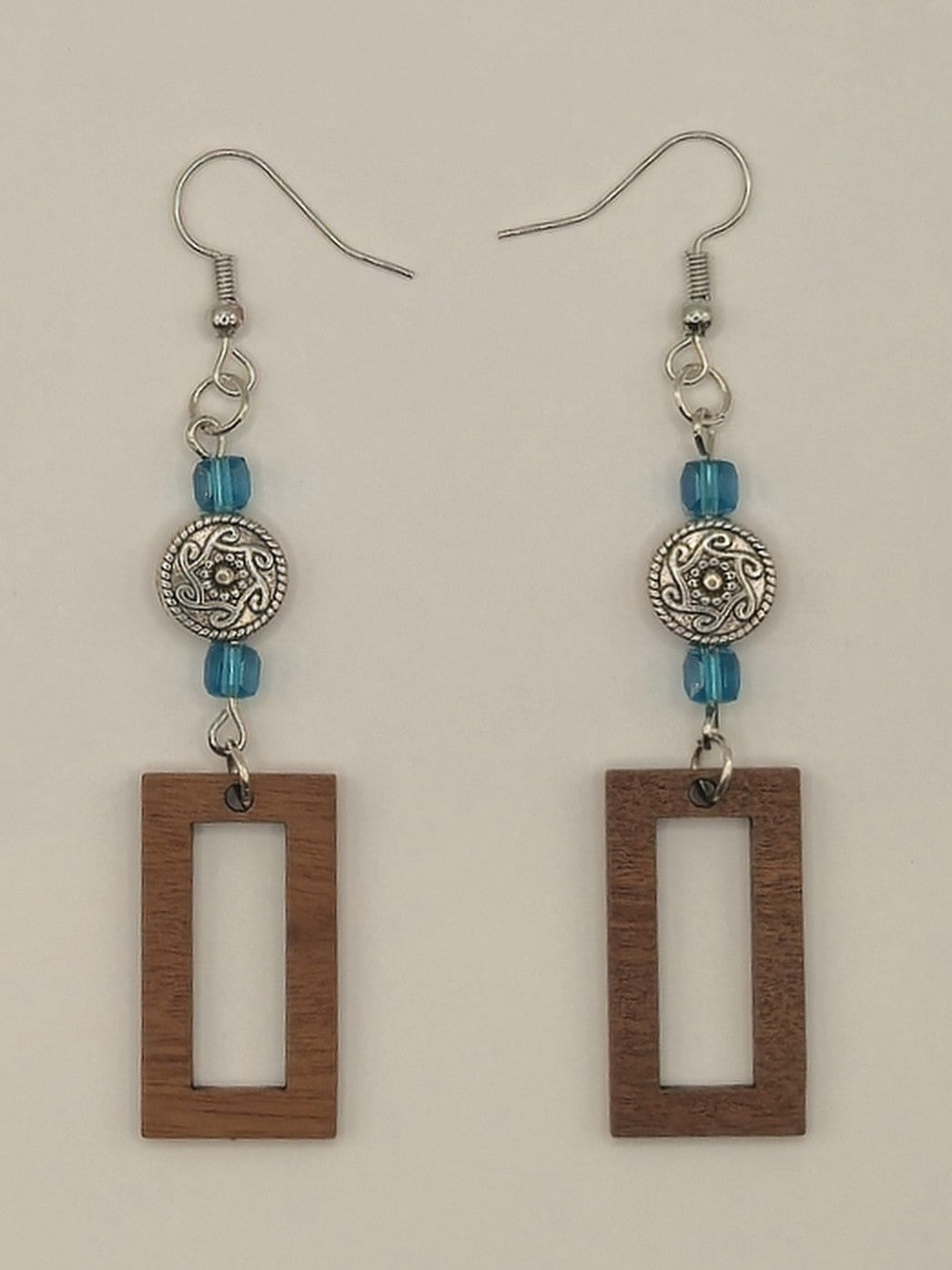 Tibetan Pendant Wood Rectangle Earrings