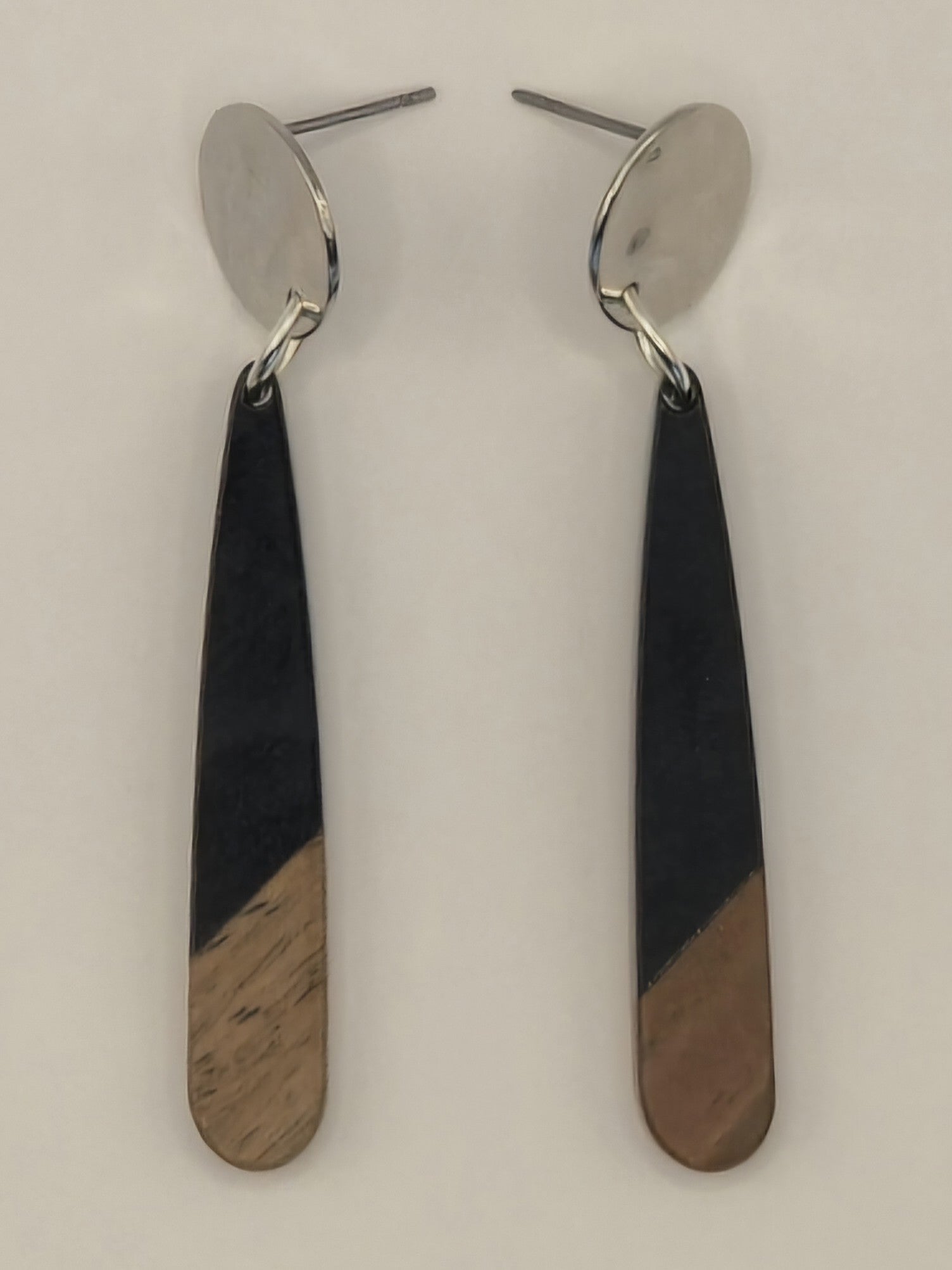 Black Wood & Resin Slim Oblong Earrings