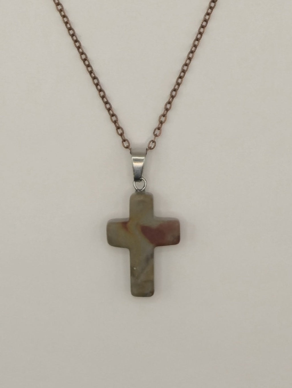Indian Agate Cross Pendant Necklace