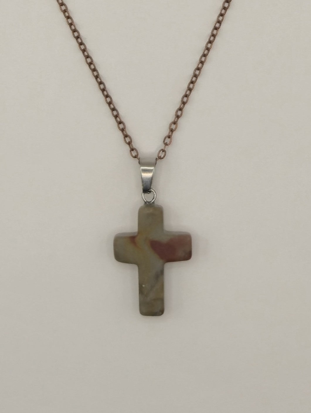 Indian Agate Cross Pendant Necklace