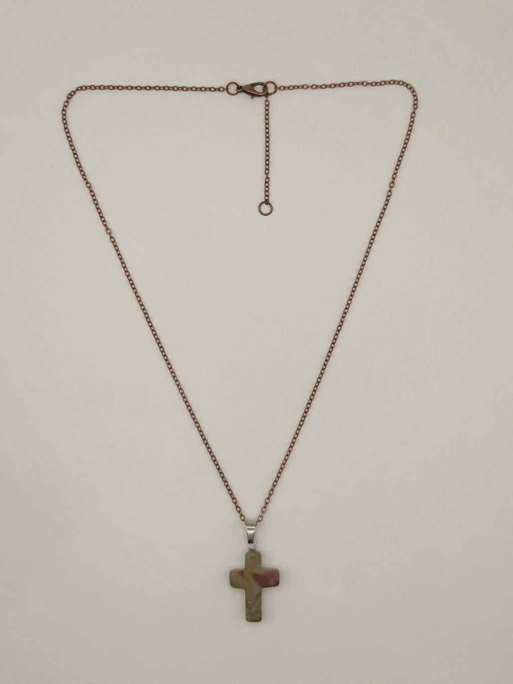 Indian Agate Cross Pendant Necklace