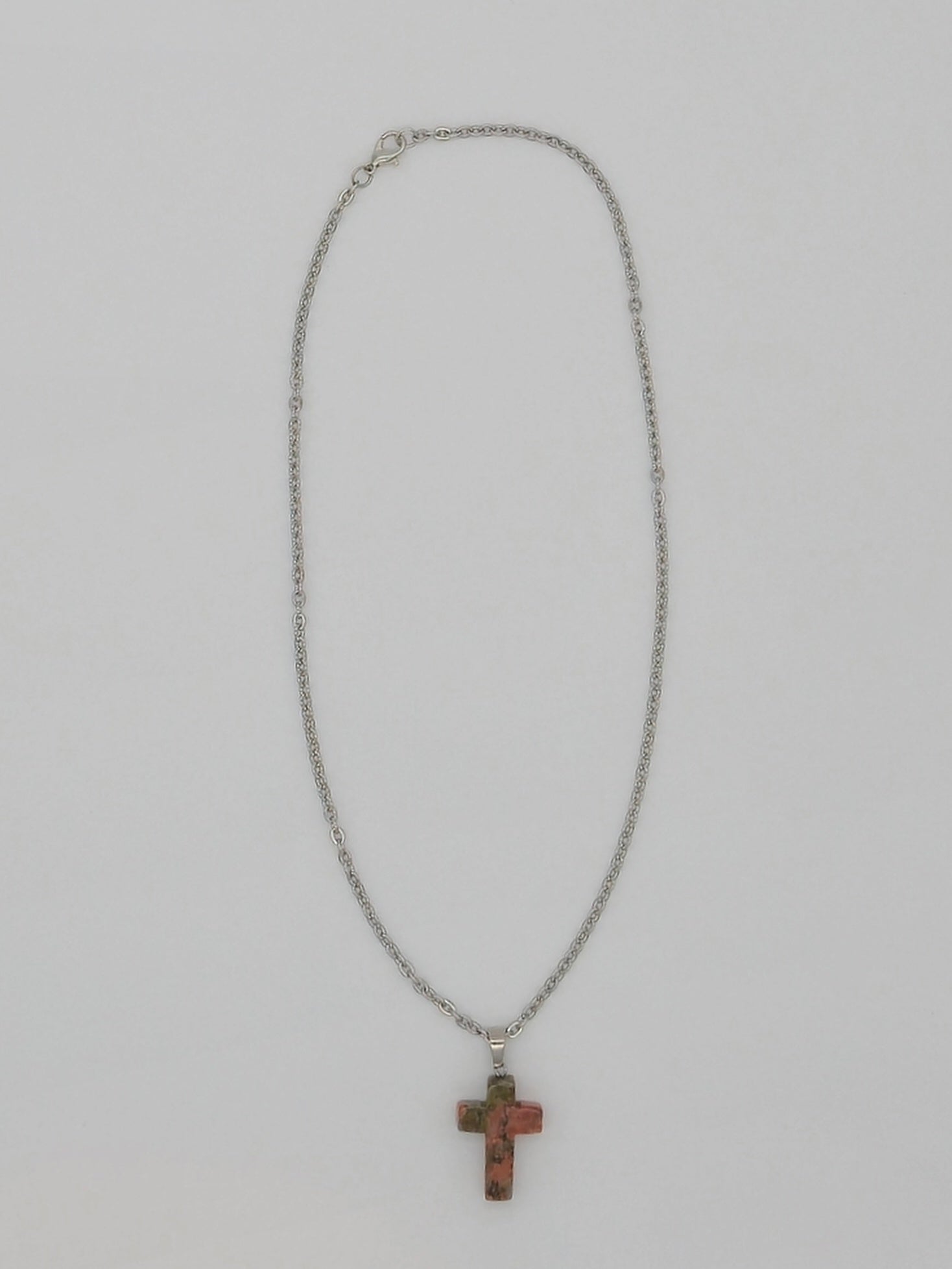 Unakite Cross Pendant Necklace