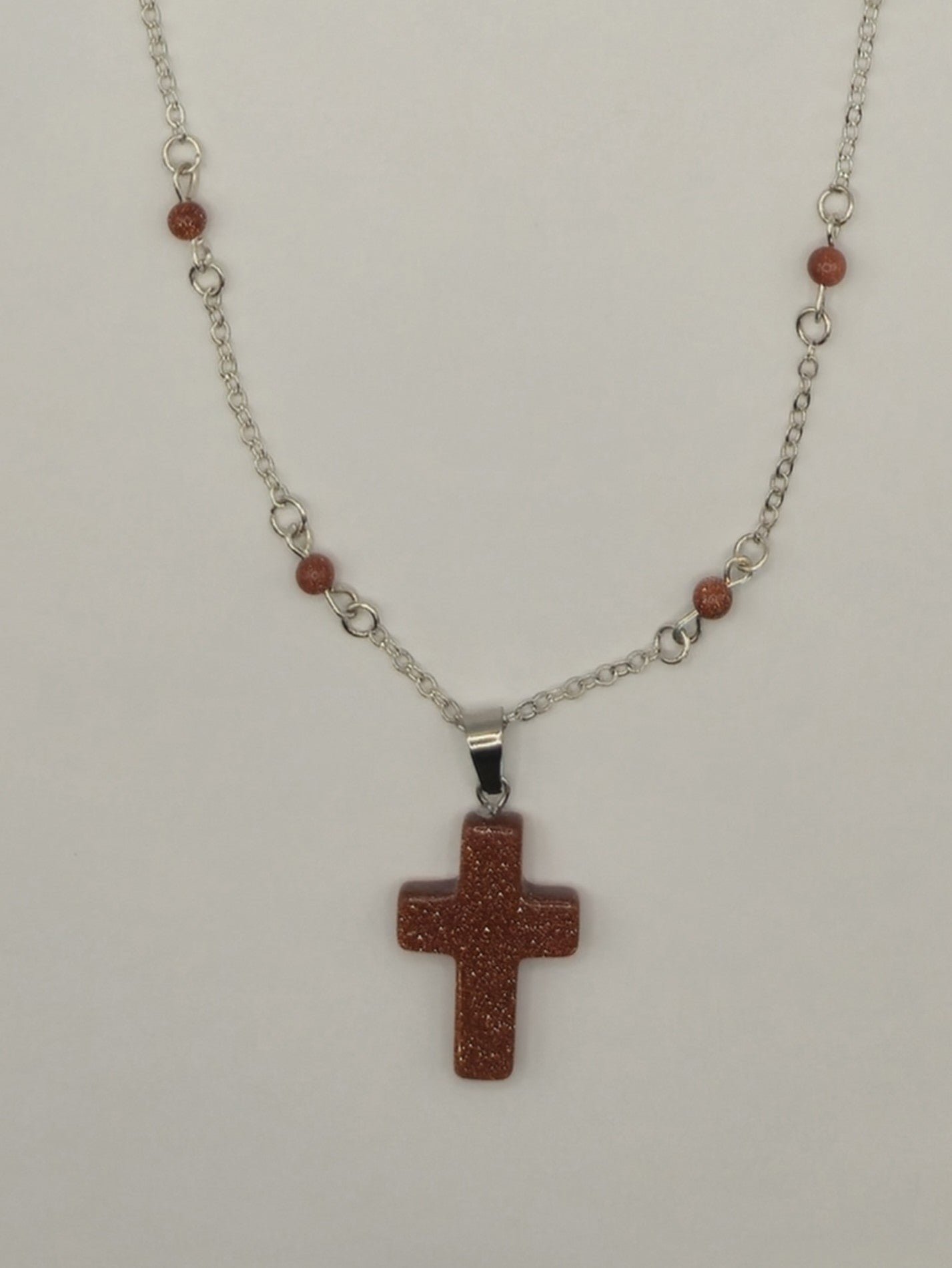 Red Sandstone Cross Pendant Necklace