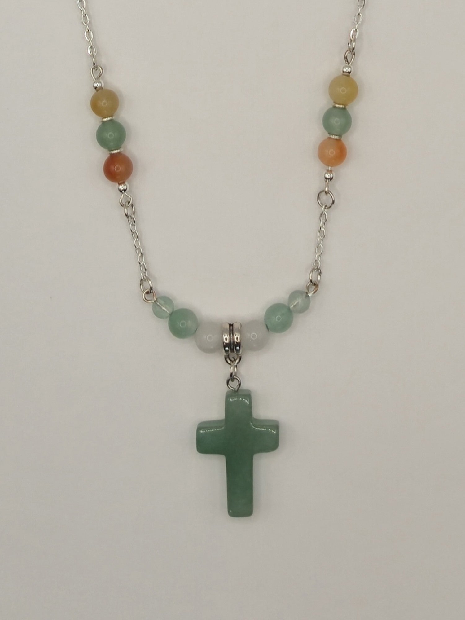 Green Aventurine Cross Pendant Necklace