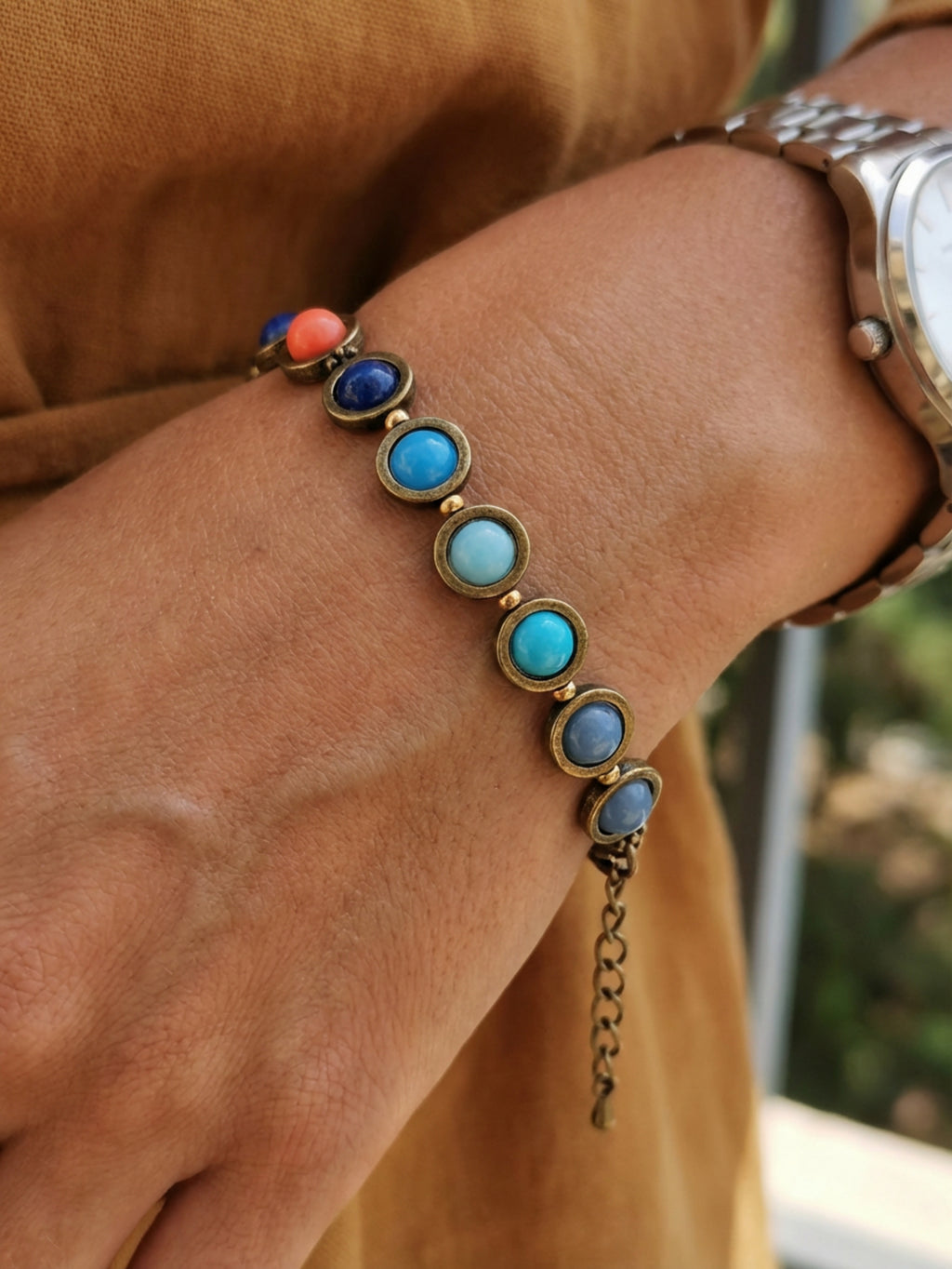 Blue Ombre Bead Frame Bracelet