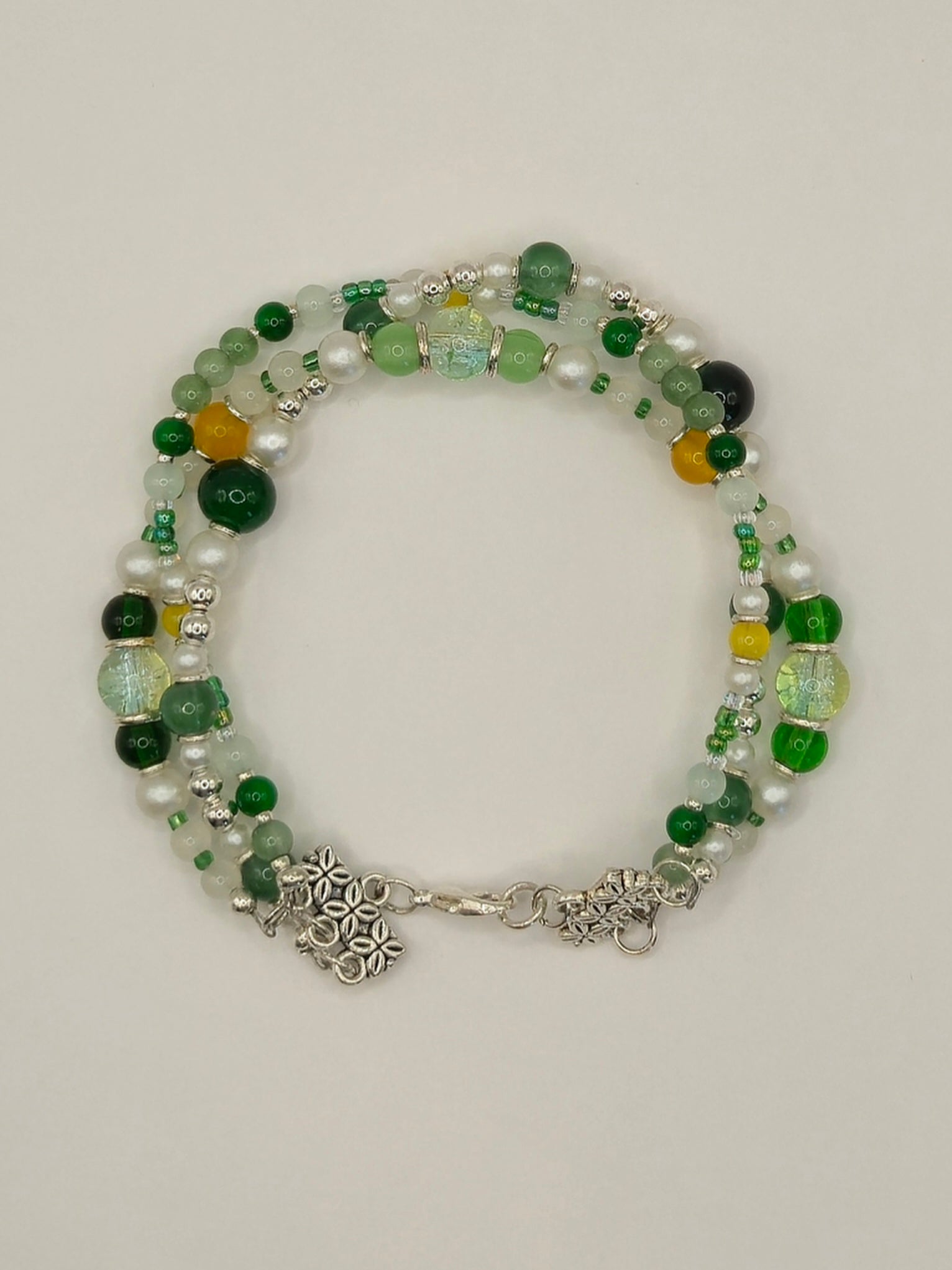 The Joy of Green 3 Strand Beaded Bracelet