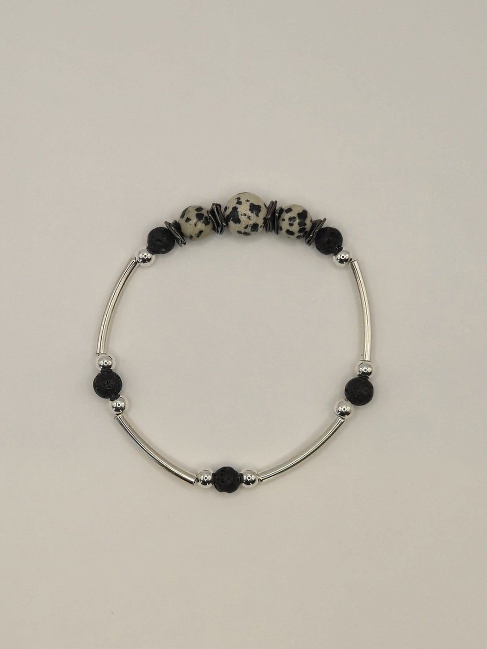 Dalmatian & Lava Stone Bracelet