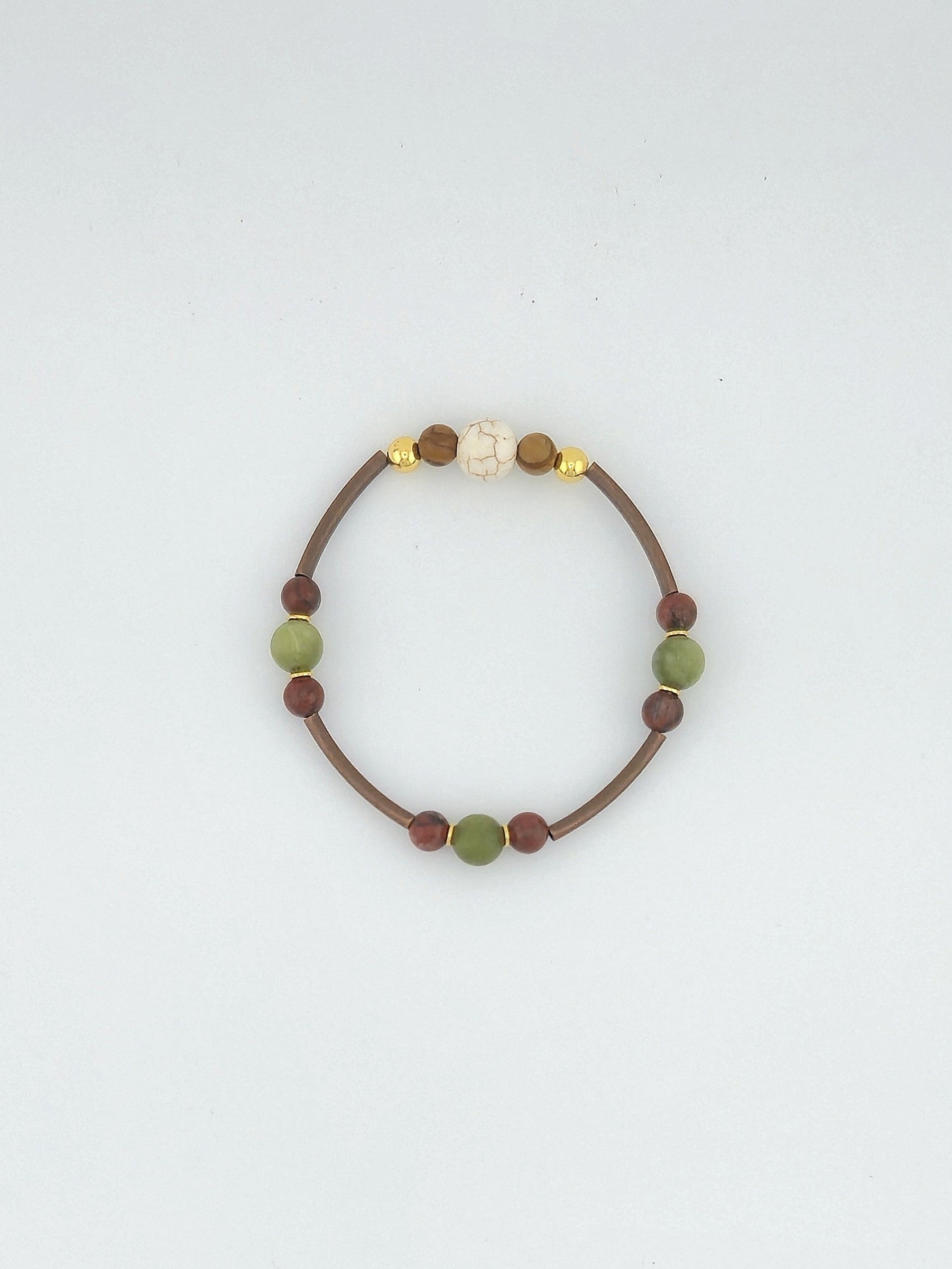 White Crackle Howlite & China Jade Bracelet