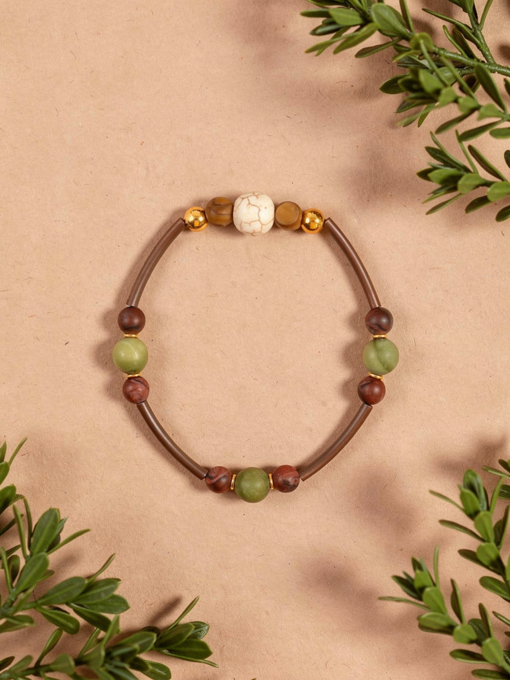White Crackle Howlite & China Jade Bracelet