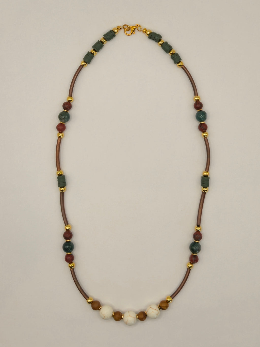 White Crackle Howlite &  Indian Agate Stone Necklace