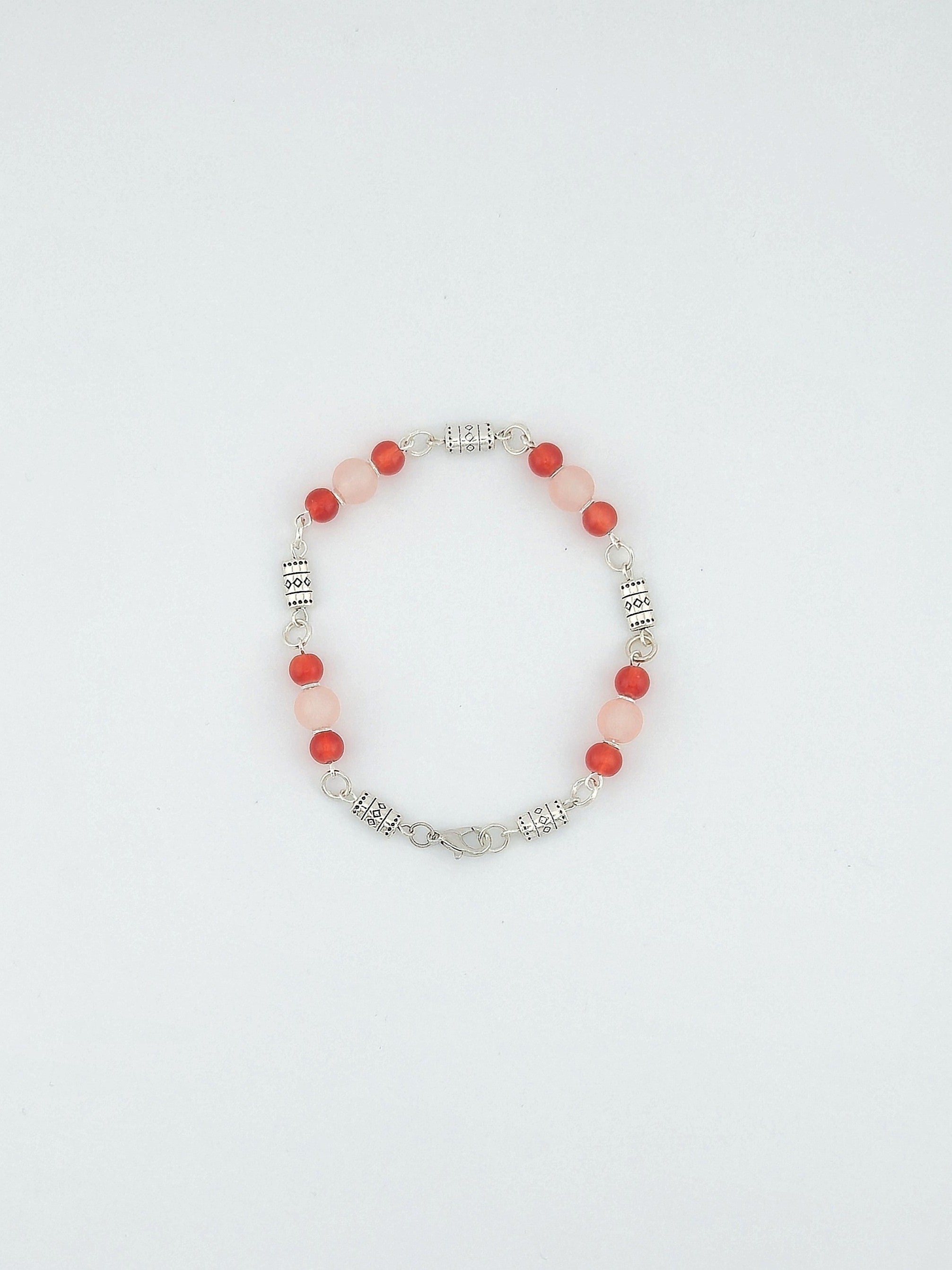 Rose Pink Glass Bead Bracelet