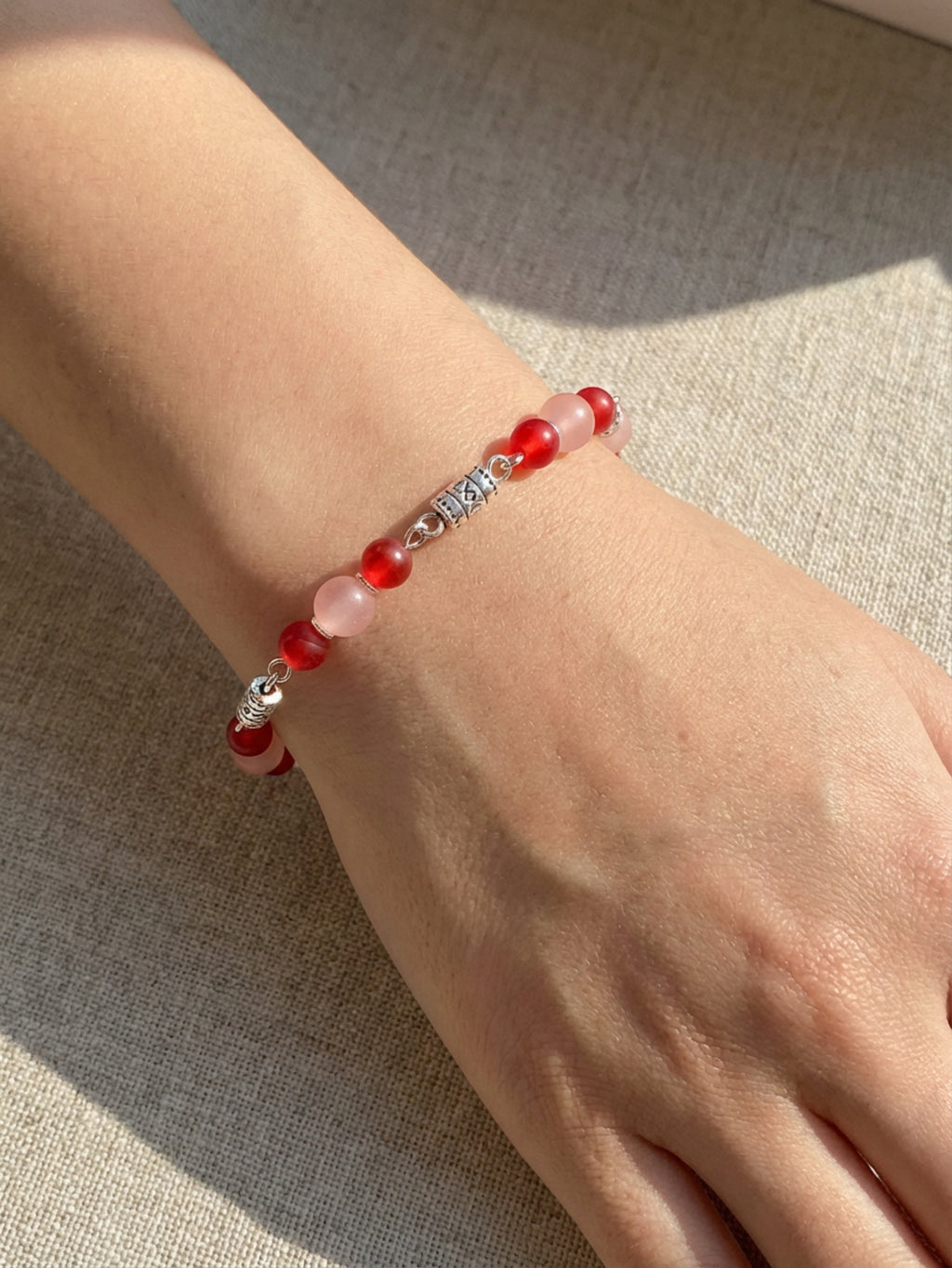 Rose Pink Glass Bead Bracelet