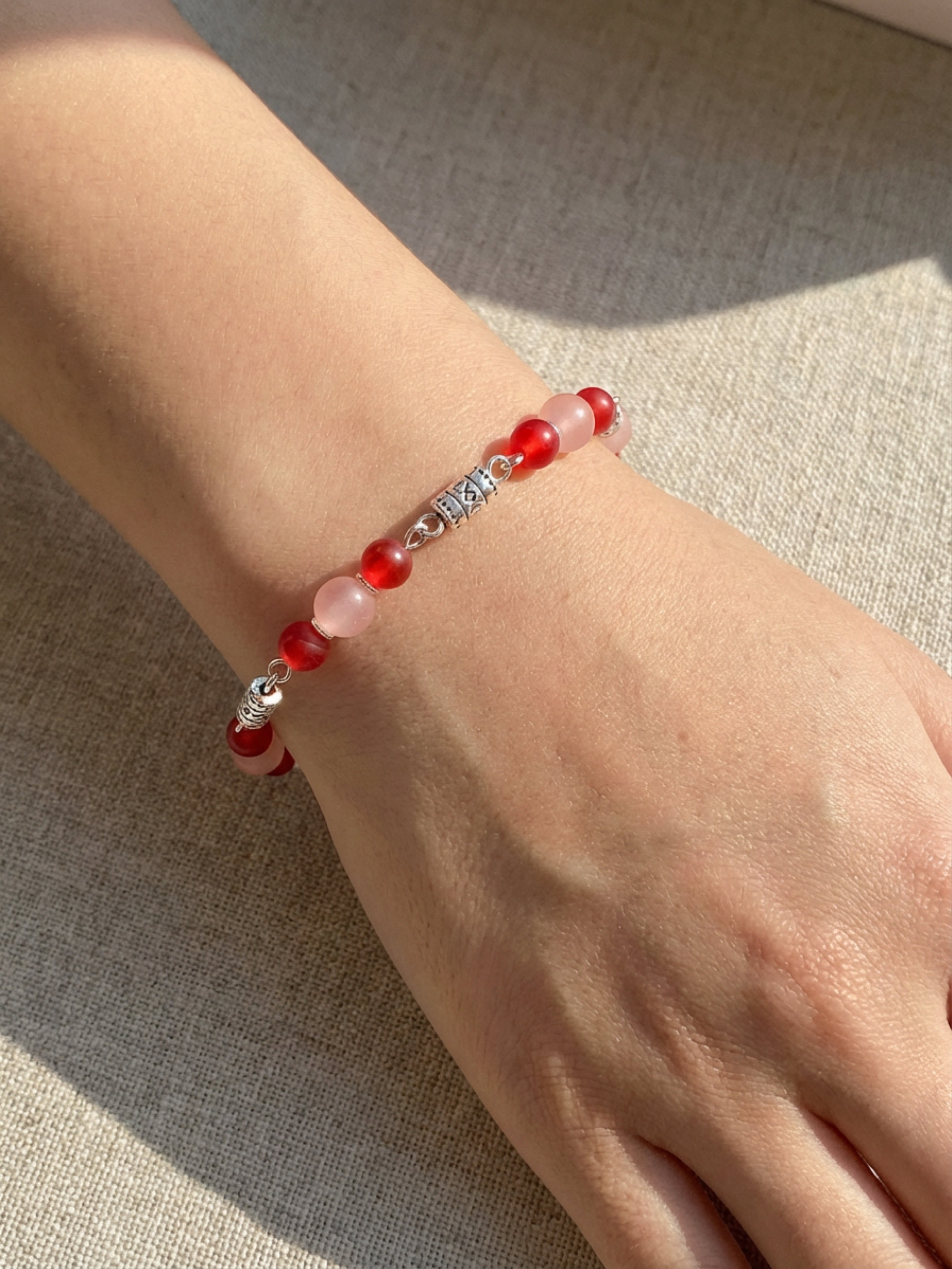Rose Pink Glass Bead Bracelet