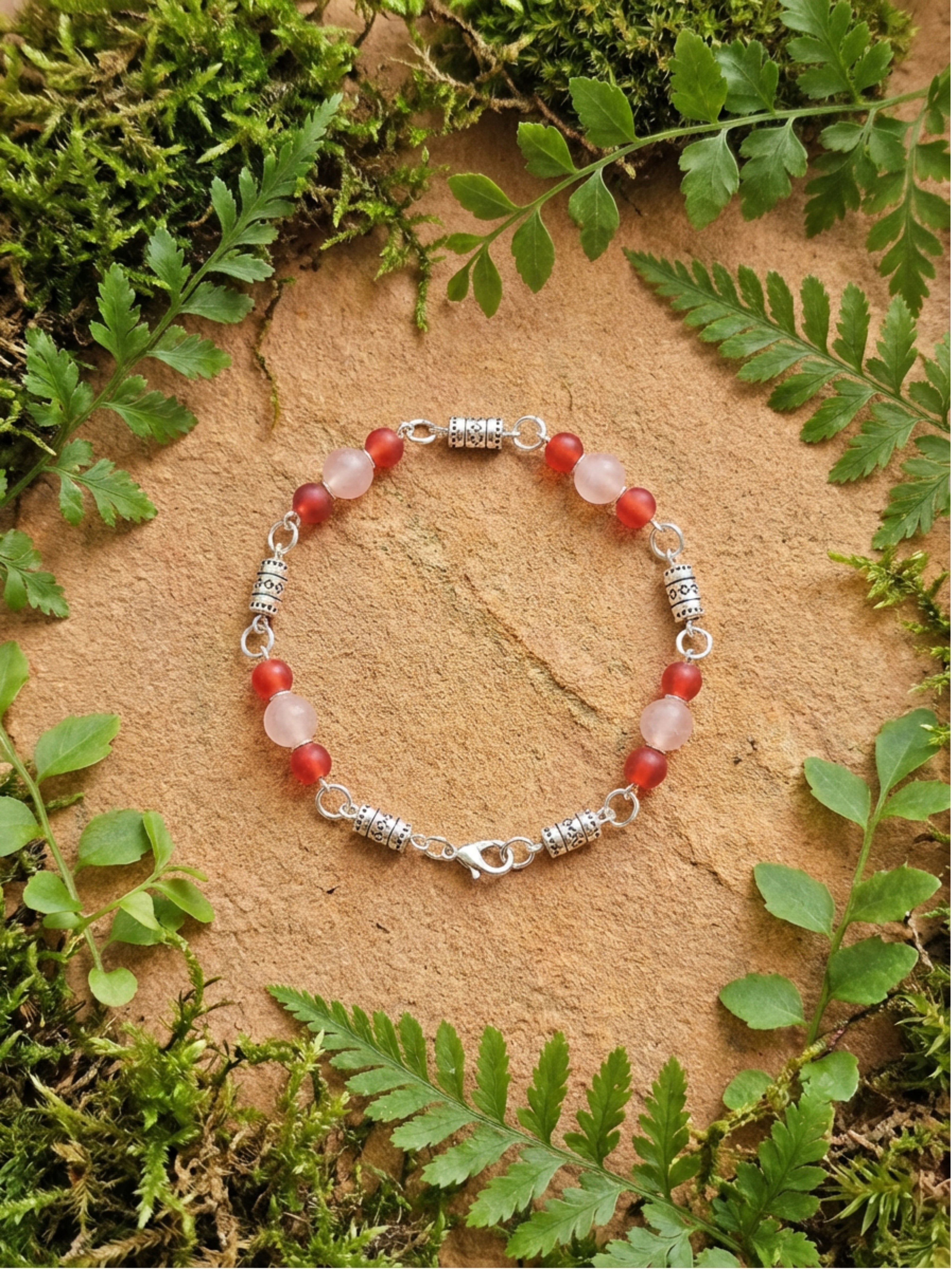 Rose Pink Glass Bead Bracelet