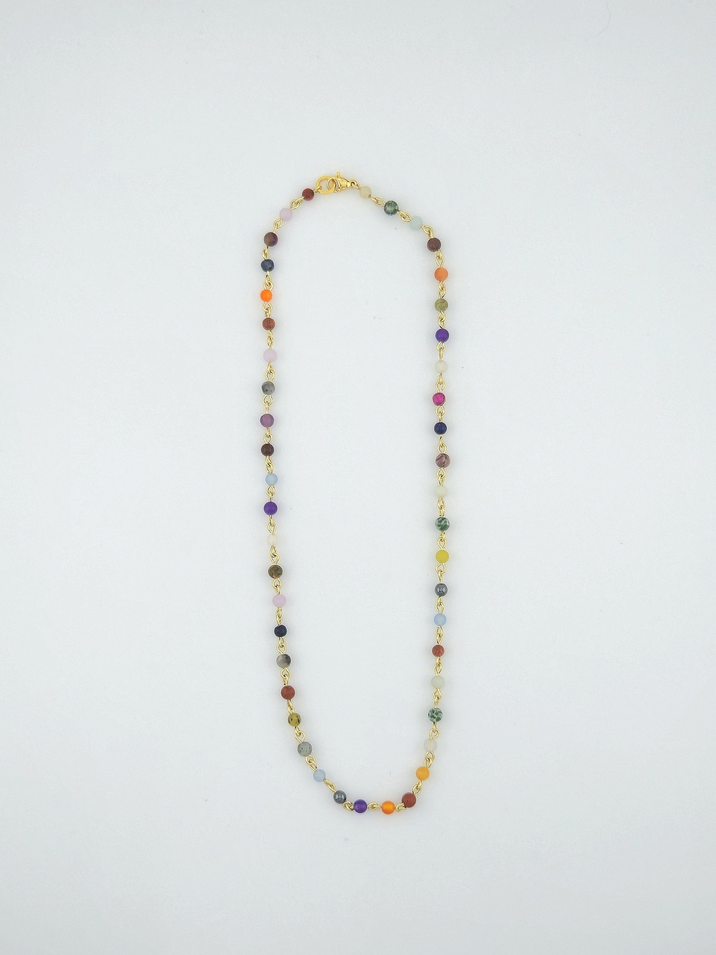 Mixed Natural Stone Link Necklace