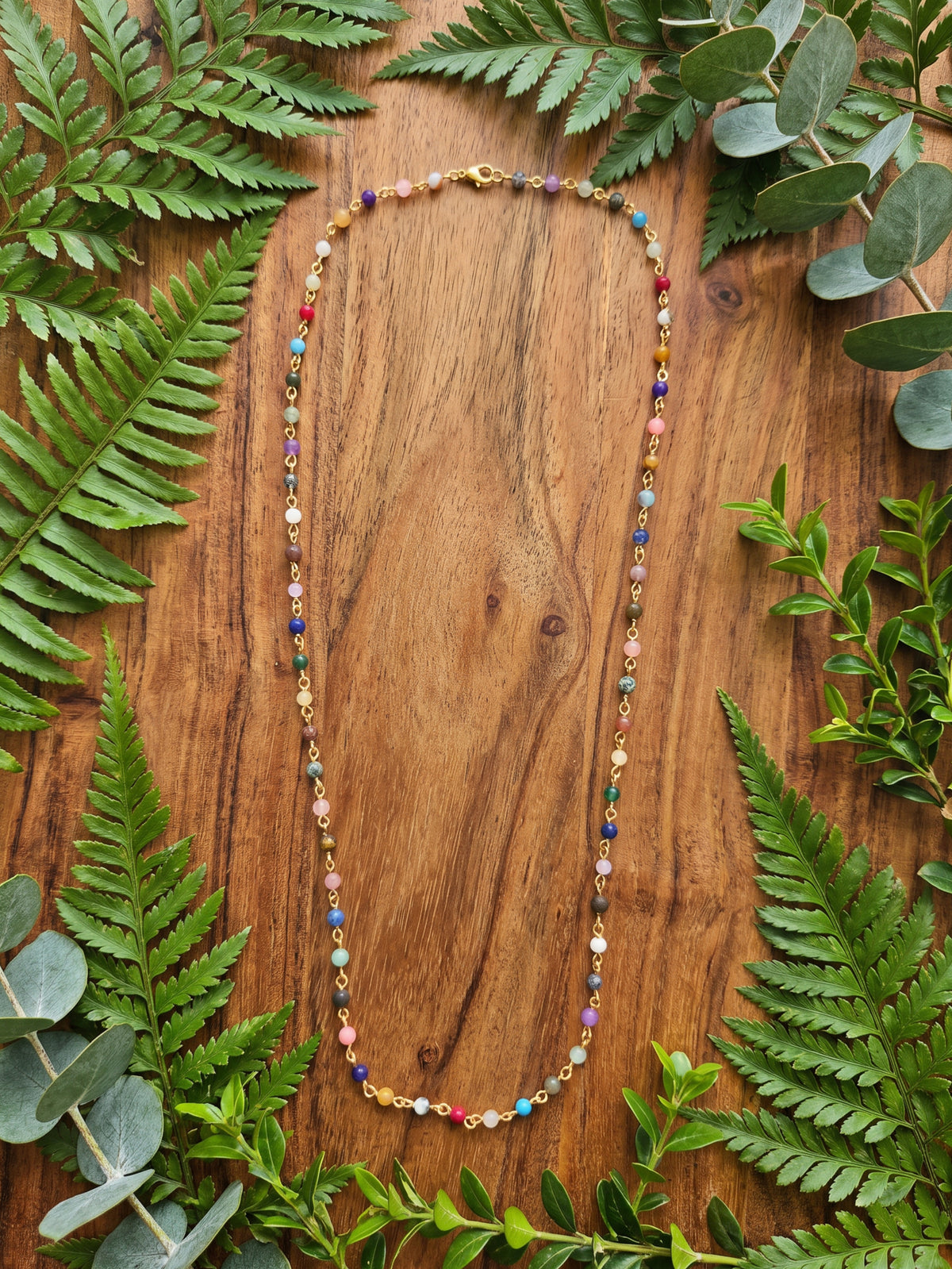 Mixed Natural Stone Link Necklace