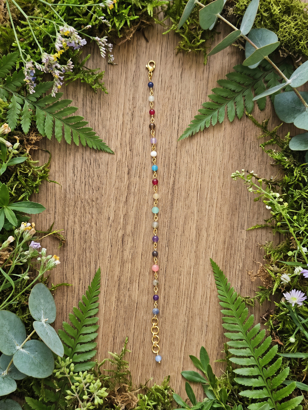 Mixed Natural Stone Link Bracelet