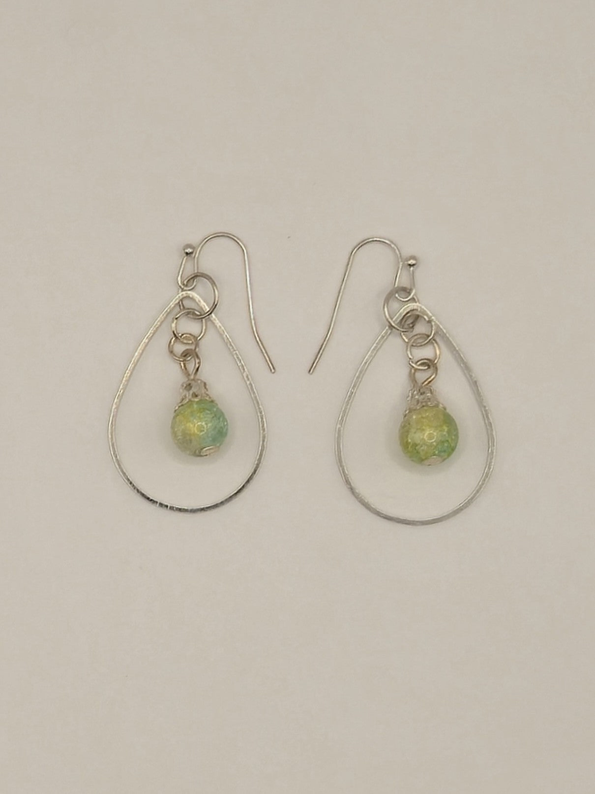 Crackle Glass Teardrop Pendant Earrings