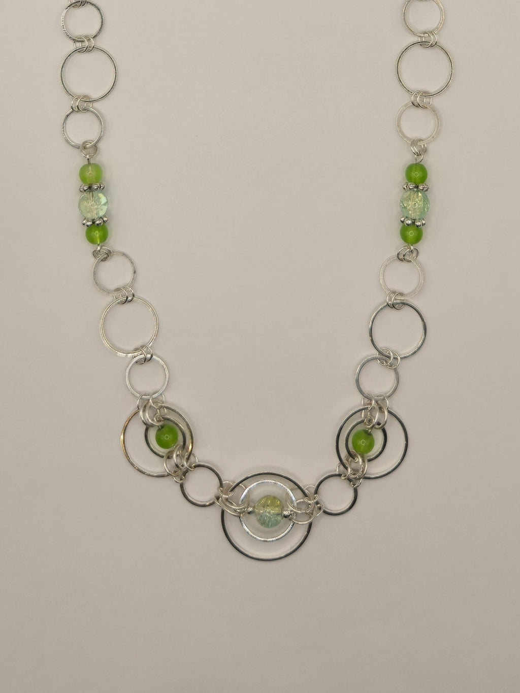 Yellow & Green Crackle Glass Hoop Necklace