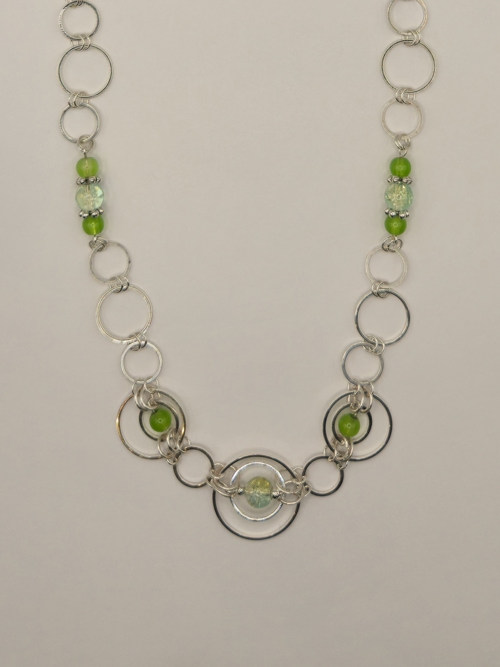 Yellow & Green Crackle Glass Hoop Necklace