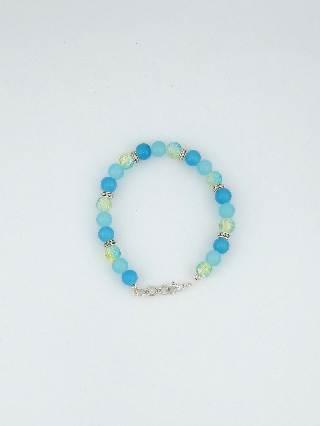Blue Crackle Glass Beaded Bracelet