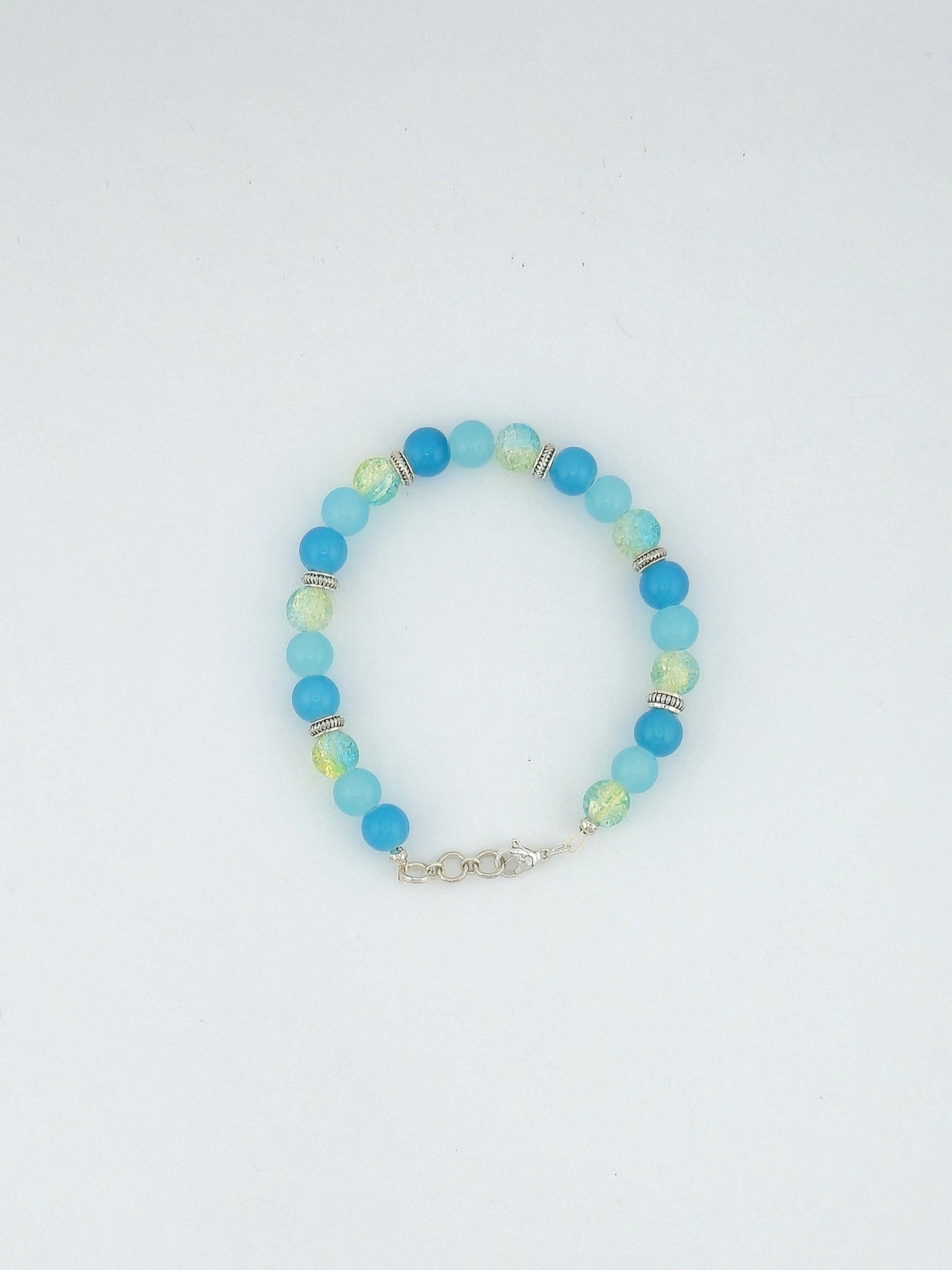 Blue Crackle Glass Beaded Bracelet